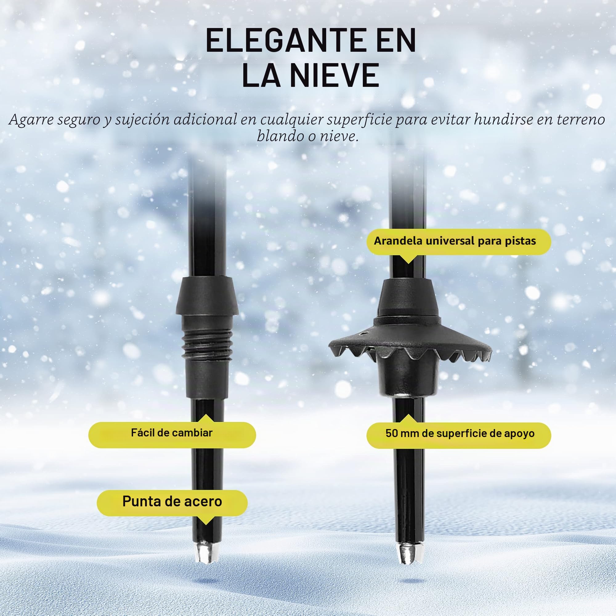MSPORTS Bastones de esquí premium con plato de nieve unisex, bastones de esquí de aluminio en diferentes longitudes, eje de aluminio de 18 mm
