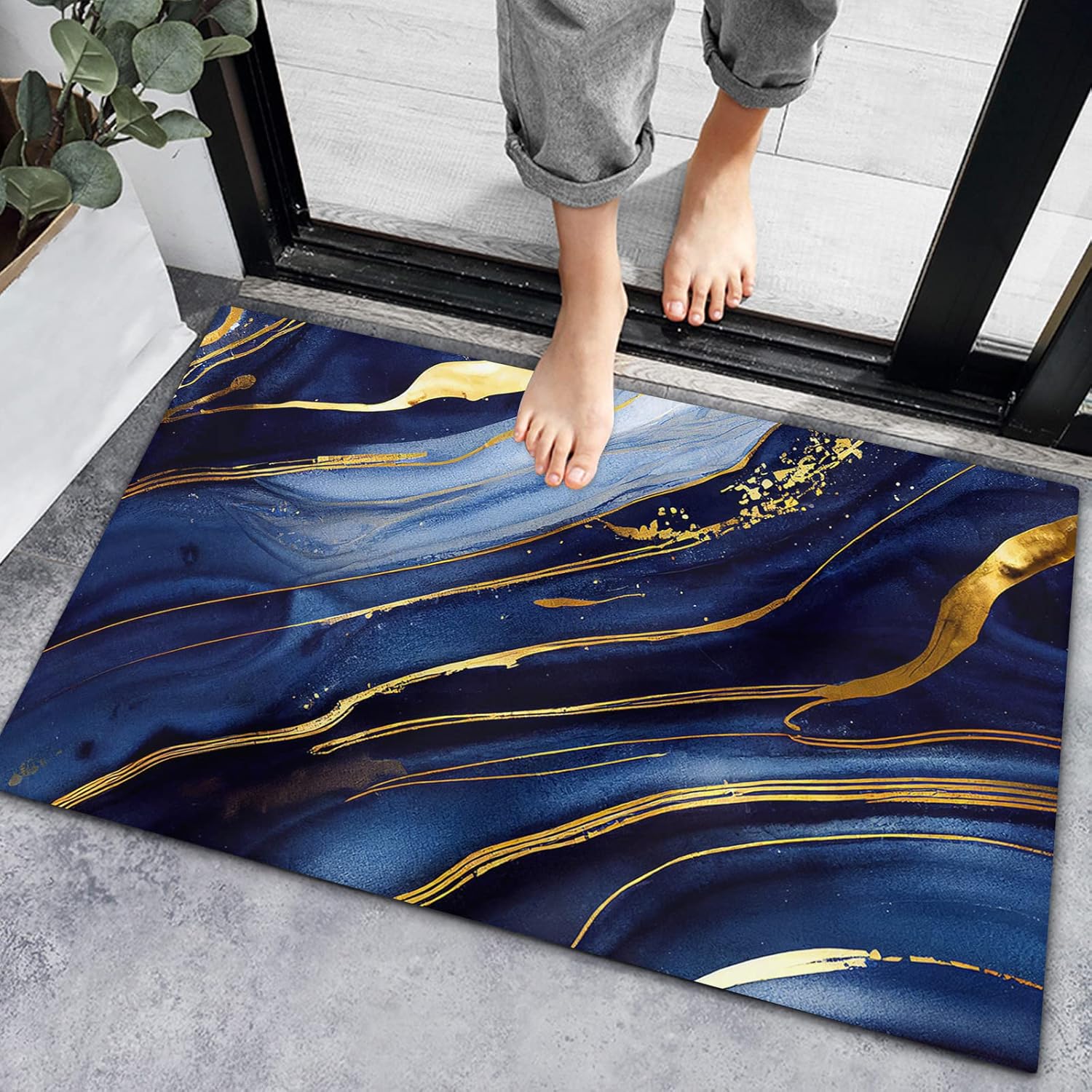 Hicorfe - Felpudo De Interior, Parte Delantera Trasera De Goma Antideslizante, 20 X 31.5 Pulgadas, Absorbente, Resistente A La Entrada De Suciedad En El Interior, Tapetes De Bajo Perfil Para Lavado De