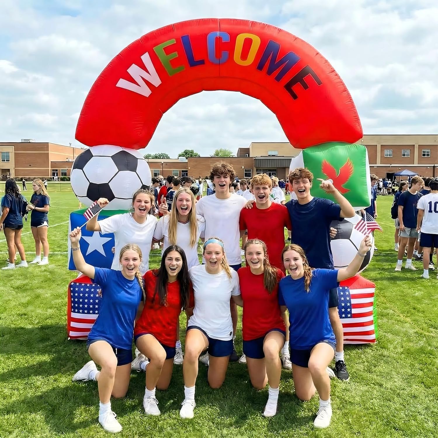 Leyndo 10 ft Giant International Flag Inflatable Archway Decorations 2026 World Soccer Blow up Decorations with Country Flag, LED Lighted 2026 Soccer Inflatables for Yard Garden Lawn Outdoor