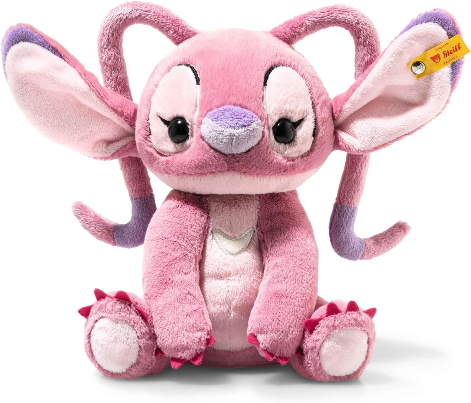 Steiff Disney Lilo & Stitch Angel Plush – 9” Soft Pink Stuffed Animal with Signature Antennae & Weighted Body – Collectible Disney Plush