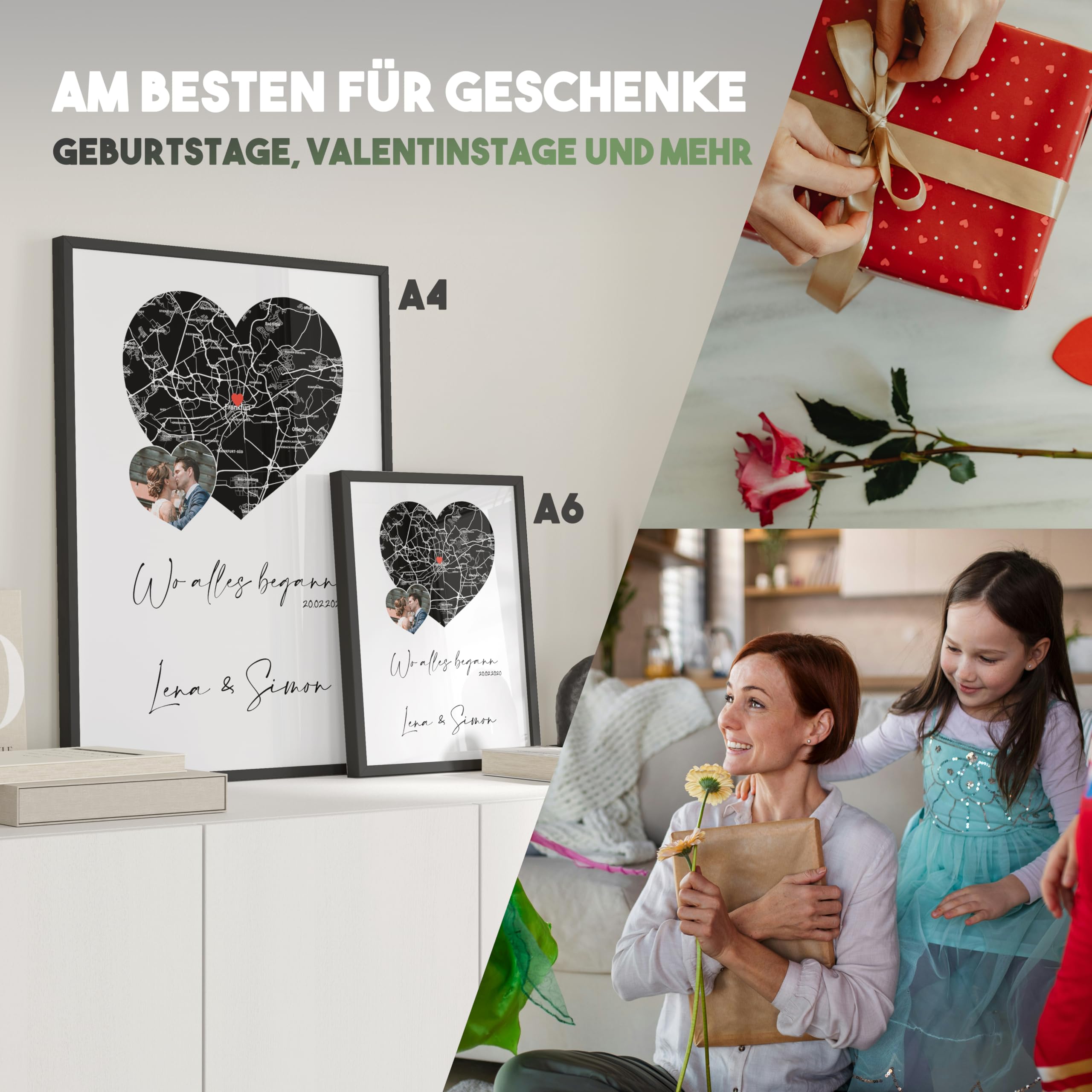 Wo Alles Begann Poster Personalisiert - Koordinaten Geschenk Für Paare - Valentinstag & Jahrestag
