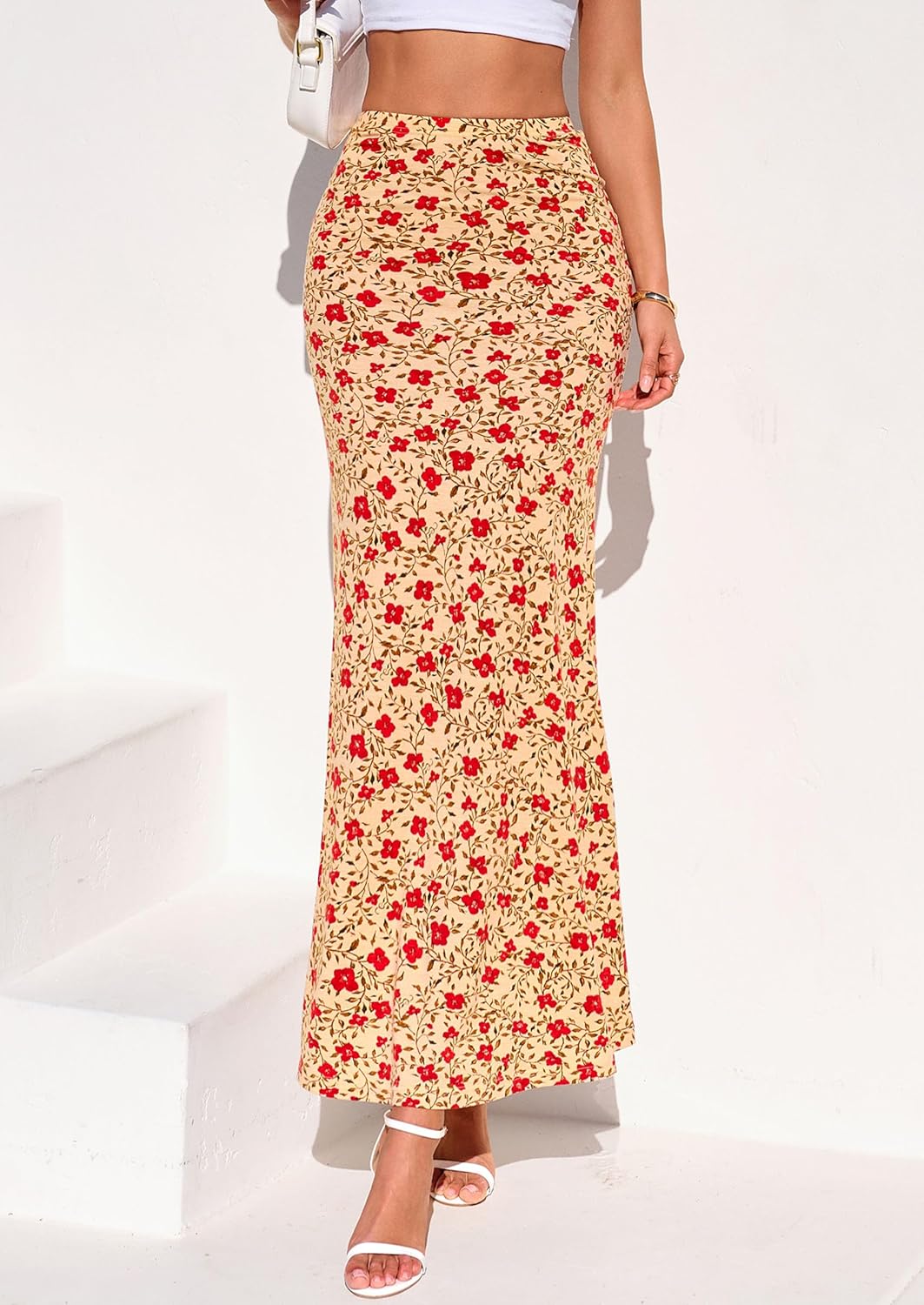 PRETTYGARDEN Women's Maxi Skirt 2026 Summer Flowy Polka Dot Floral High Waisted Mermaid Office Work Spring Long Slip Skirts - Image 7