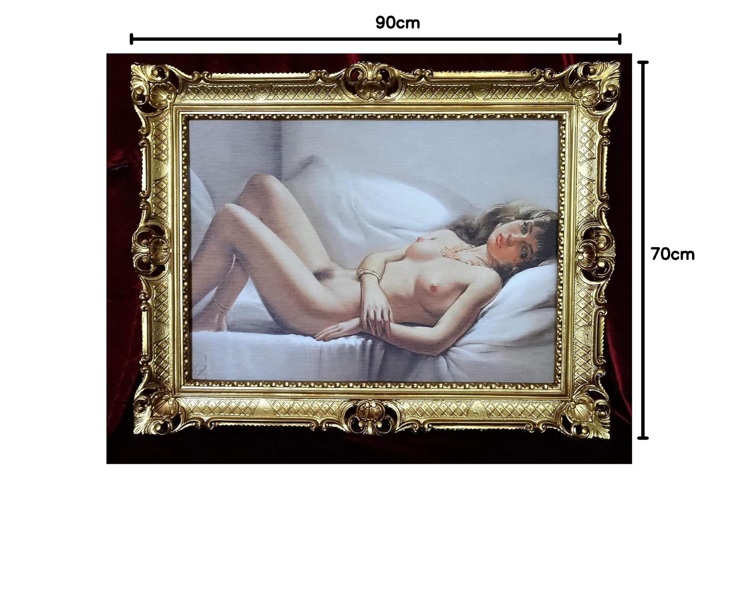 Lnxp Bild Bilderrahmen Foto 90x70 cm ABSTRAKT AKT EROTIK SEXY Künstler : A. FORNONI Bilder mit Rahmen Barock Wandbild Kunstdrucke Gemälde Retro Repro antik für Café Bar Home Büro Praxis 58B