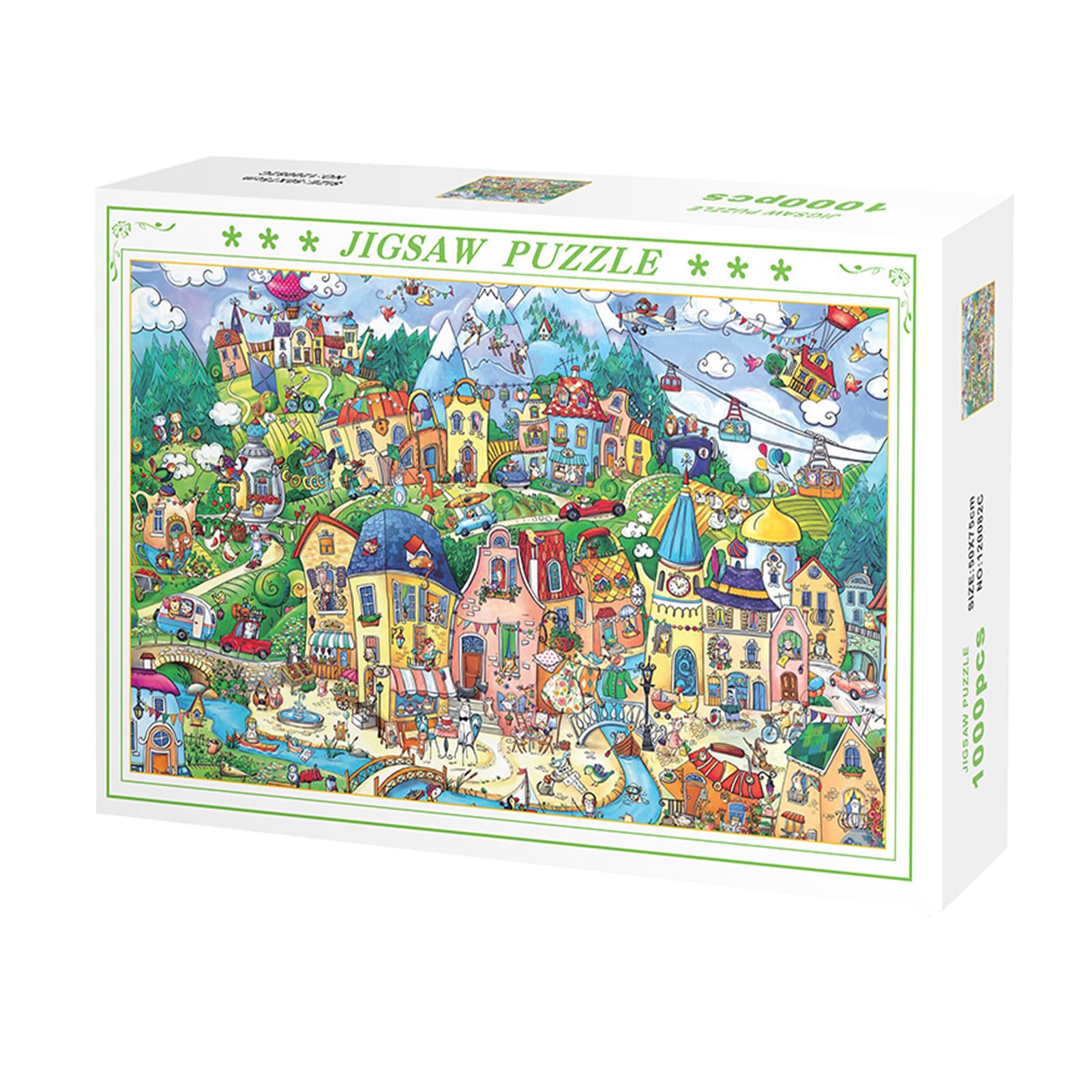 Tuzsocr Jigsaw Puzzles 1000 Pieces for Adults,Family Activity Jigsaw Puzzles Educational Games,for Adults & Kids Age 12 Years Up (Happy Town)