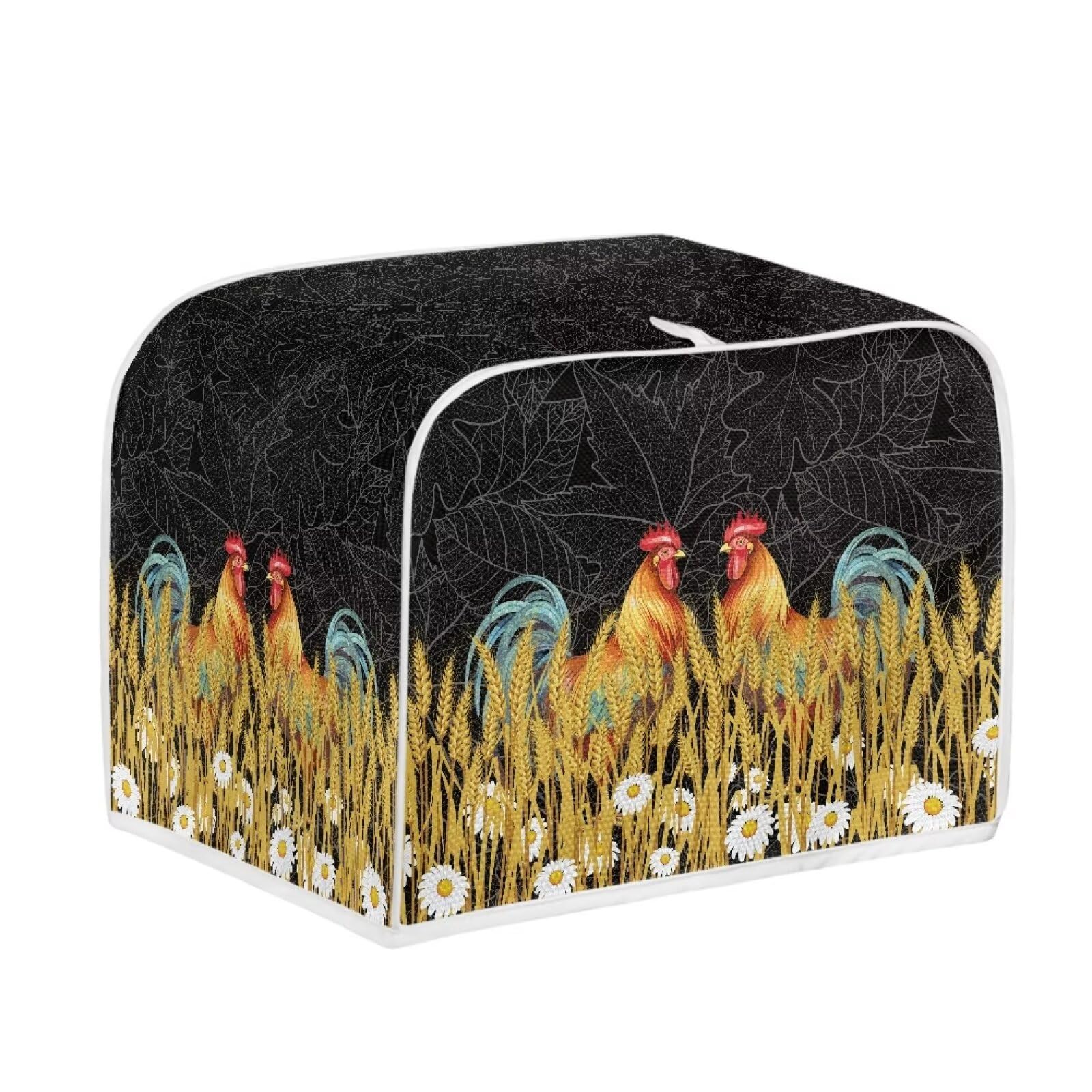 NETILGEN 4 Slice Toaster Dust Cover Bread Toaster Oven Dustproof Cover Kitchen Bakeware Protector Dustproof Fingerprint Protection for Women Gift(12.4 x 10.6 x 8.2), Rooster Daisy Wheat