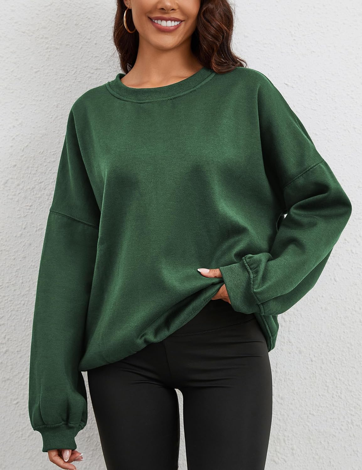 Women’s Oversized Sweatshirt Crewneck Pullover Top Casual Drop Shoulder Crew Neck Plain Shirt 2025 Fall Clothes - Image 2