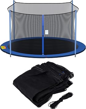SPORTYOUTH Trampoline Net Replacement, 12ft 13ft 14ft 15ft Round Frame Trampoline Safety Enclosure Netting with Adjustable Straps, Breathable Weather & UV Resistant NOT Included Poles