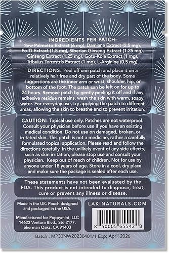 Miniatura 7 de Laki Naturals Parche Man Passion para hombre (paquete de 15)  Potenciador de rendimiento masculino