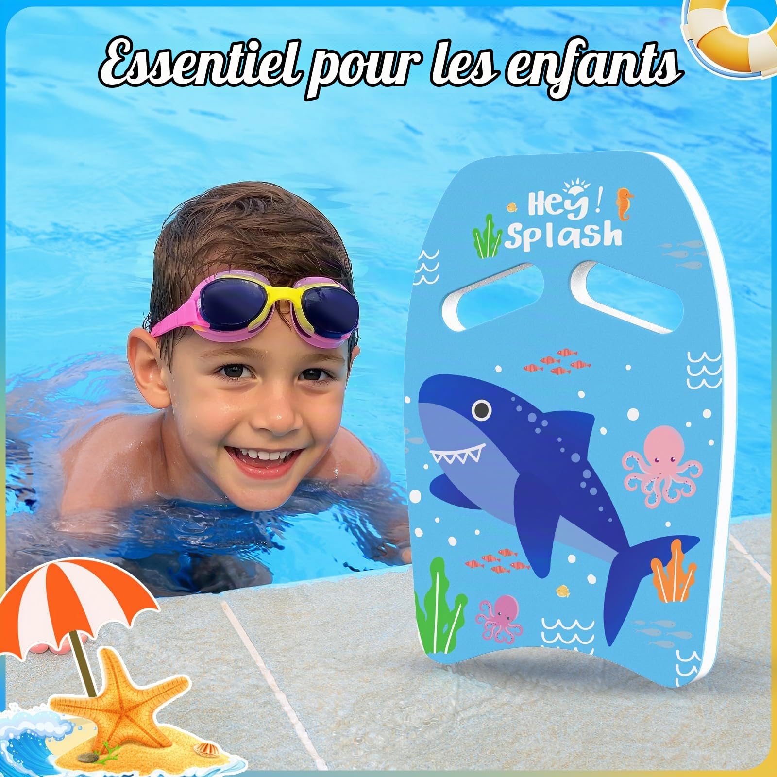 HeySplash Planche de Natation Enfants, Planche de Piscine | Aide d'Entraînement de Natation avec Dessins Mignons pour Enfants, Planches Auxiliaire Sécurisée pour Jeunes Débutants