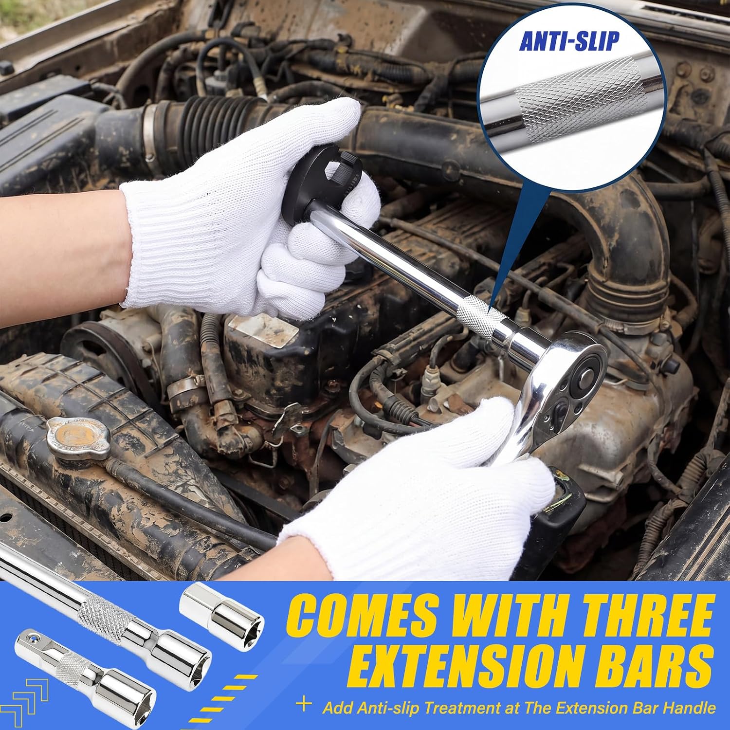 24 Pcs Drive Crows Foot Wrench Set 1/2" and 3/8" Drive Flare Nut Wrench Set with 3 Extension Bars Metric 8-32mm 6 Point Crow Foot Wrenches Kit for Brake Line, Fuel Line and Auto Repair