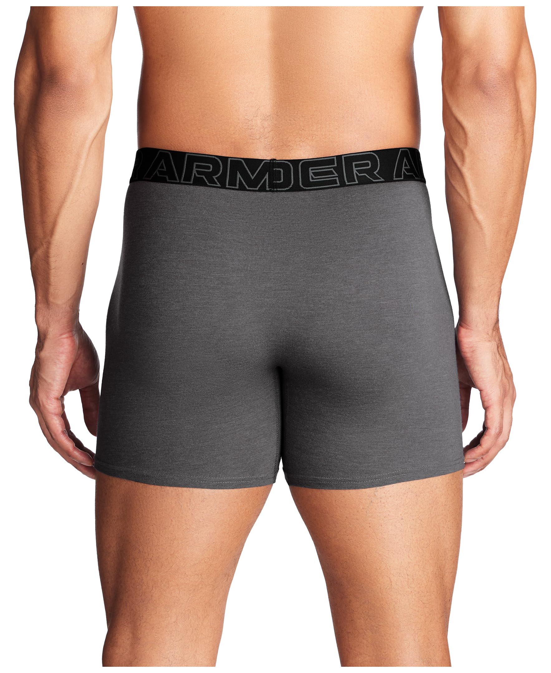 Under Armour Bokserki męskie, 3-pak, bawełniane bokserki, długość wewnętrzna 15 cm, oddychające, odprowadzające wilgoć, miękkie w dotyku, komfort przez cały dzień, Czarny/szary/czerwony, 3XL