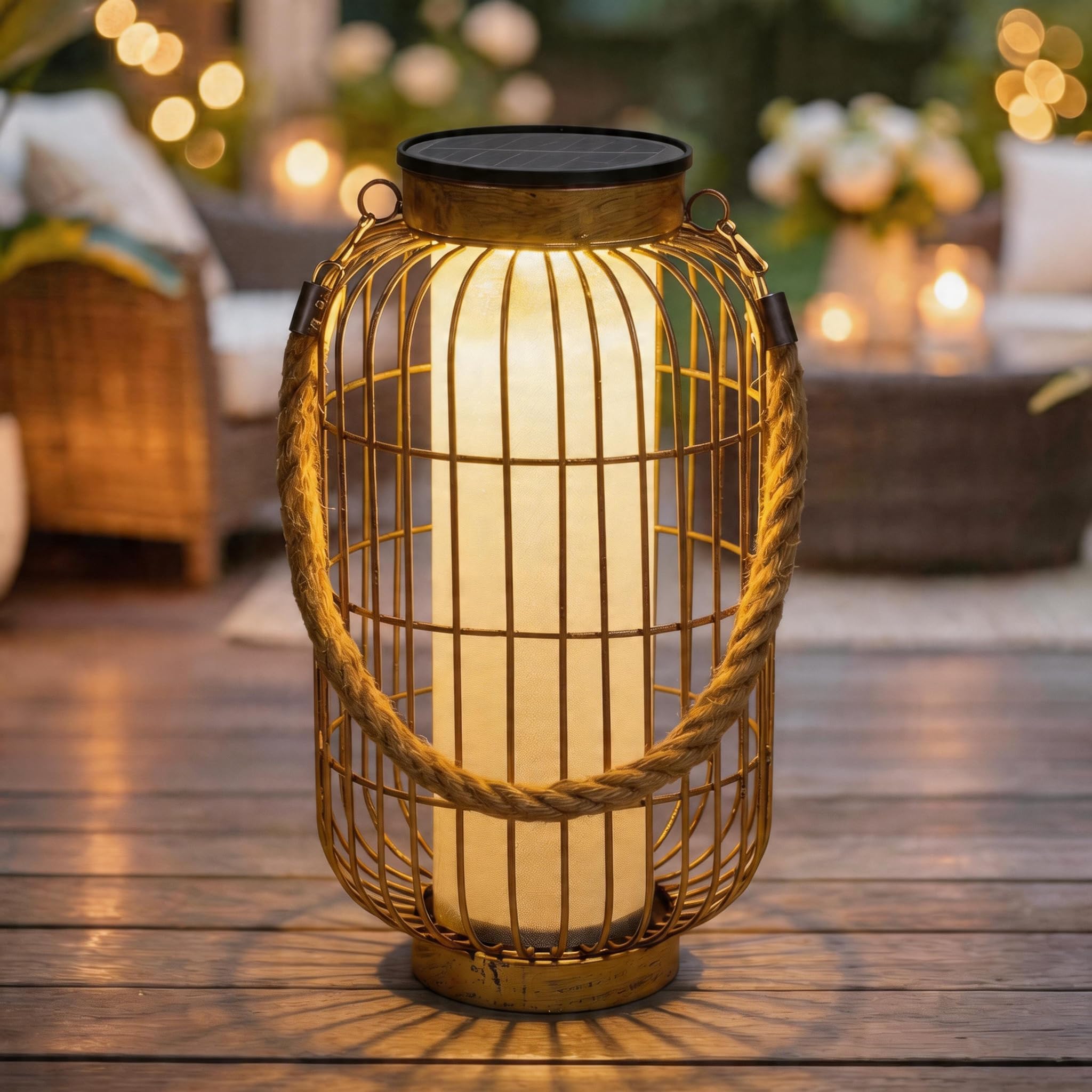 Pearlstar Copper Large Solar Lanterns For Outdoor Use Metal Hanging Lights Decorative Solar Table Lamp Waterproof For Outdoor Patio Yard Garden Porch Table Top Decoration And Gift (Copper)