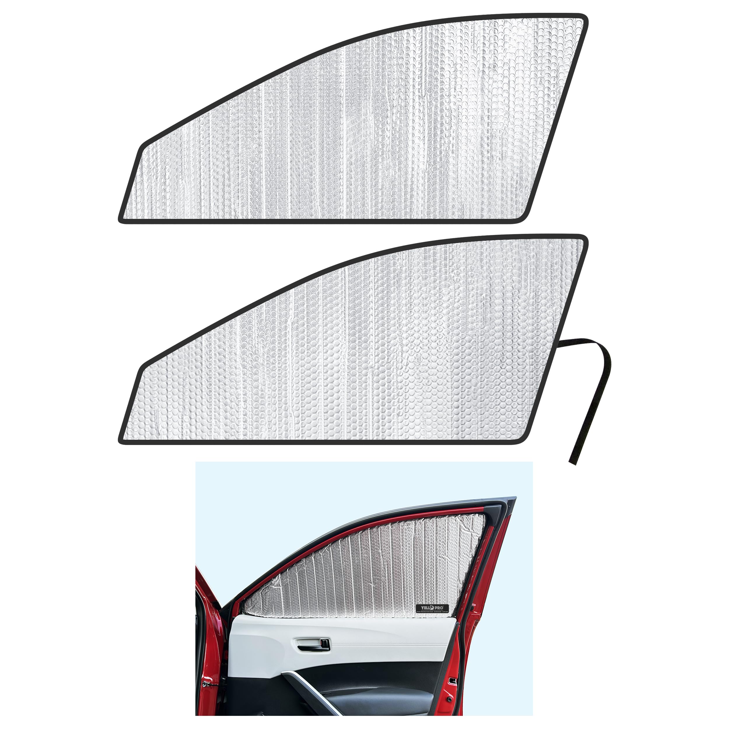 YelloPro Side Window Front Seat Sunshade (Set of 2) Custom Fit for 2022 2023 2024 2025 Toyota Corolla Cross SUV, L, LE, XLE, Hybrid Sun Protection UV Reflector Insulated Accessories [Made in USA]