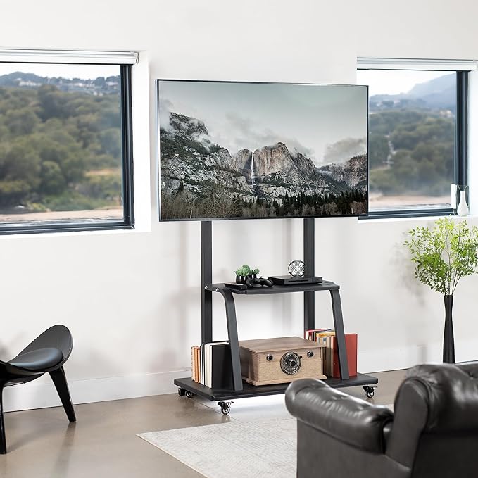 Carrito Móvil para TV VIVO de 42 a 100 pulgadas, soporta hasta 330 lbs, Negro miniatura 2