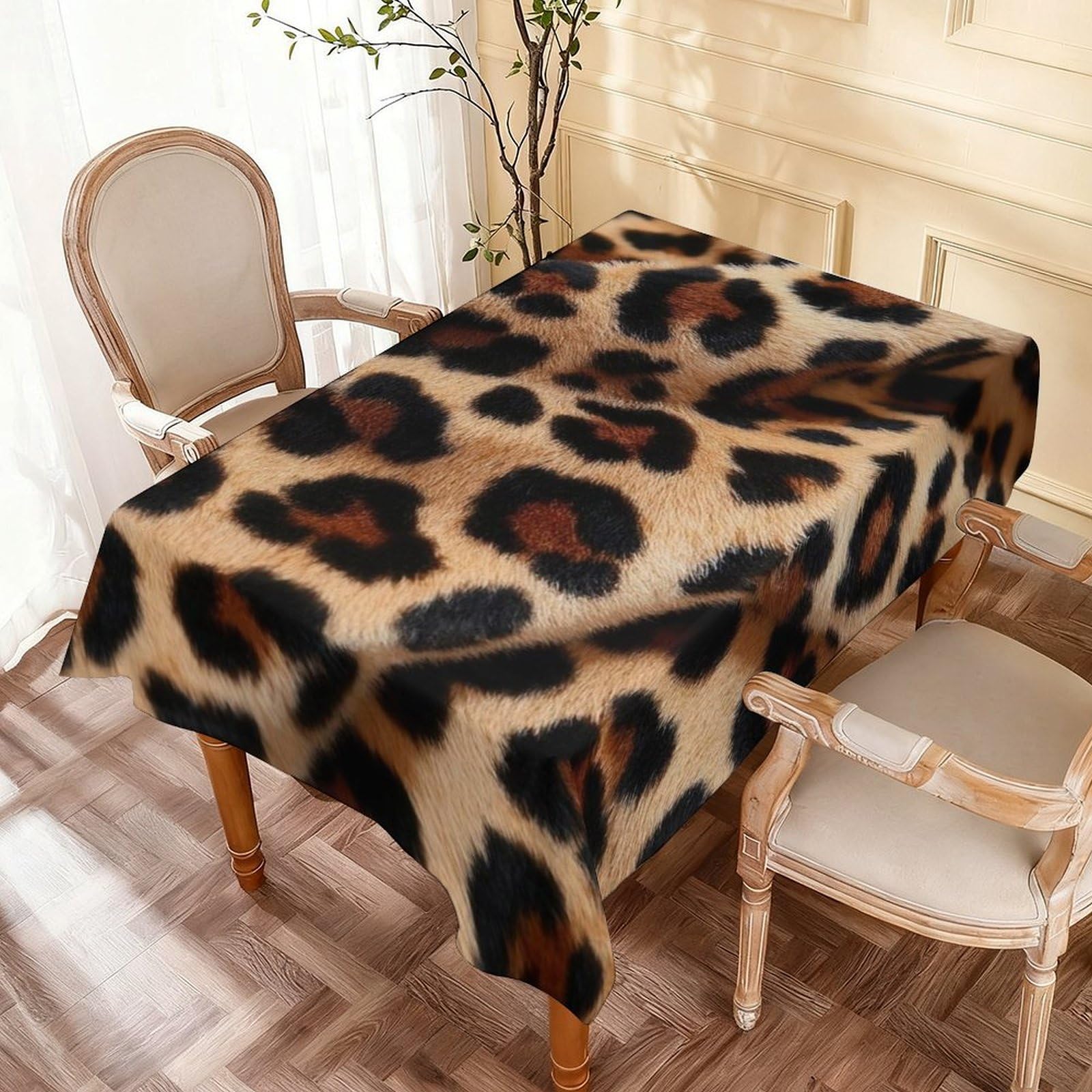 Nappe imperméable anti-taches léopard housse table salle à manger extérieur 137x183