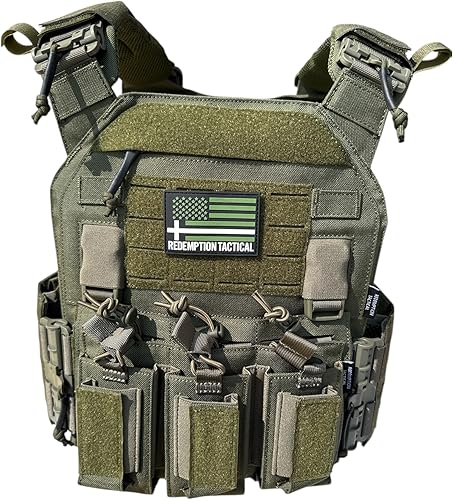 Miniatura 8 de Crusader 2.0 Tactical Molle - Chaleco táctico con hebillas de liberación rápida con bolsas laterales y bolsa triple para mag