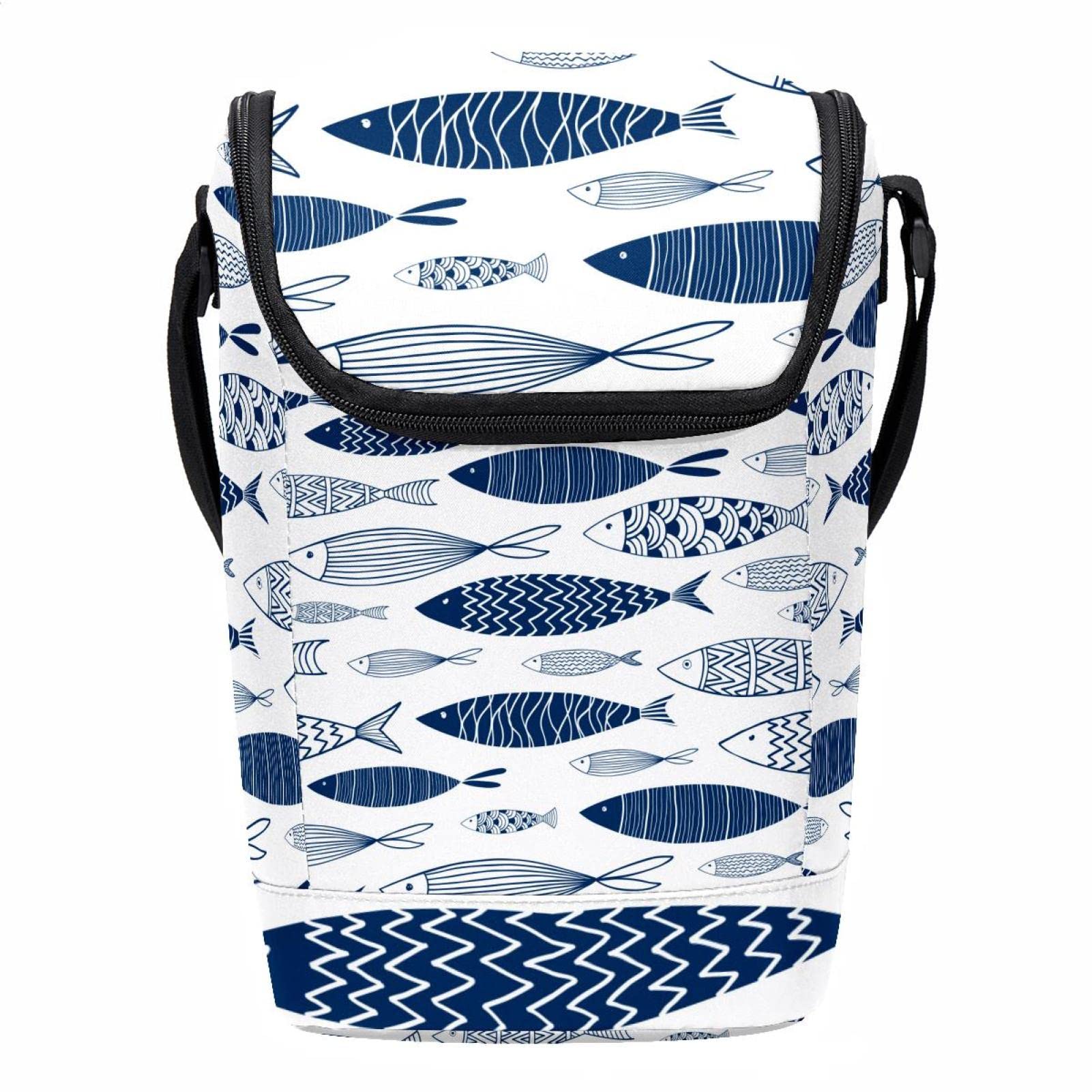 Bolsa de almuerzo pequeña con estampado de peces portacomidas ligero reutilizable