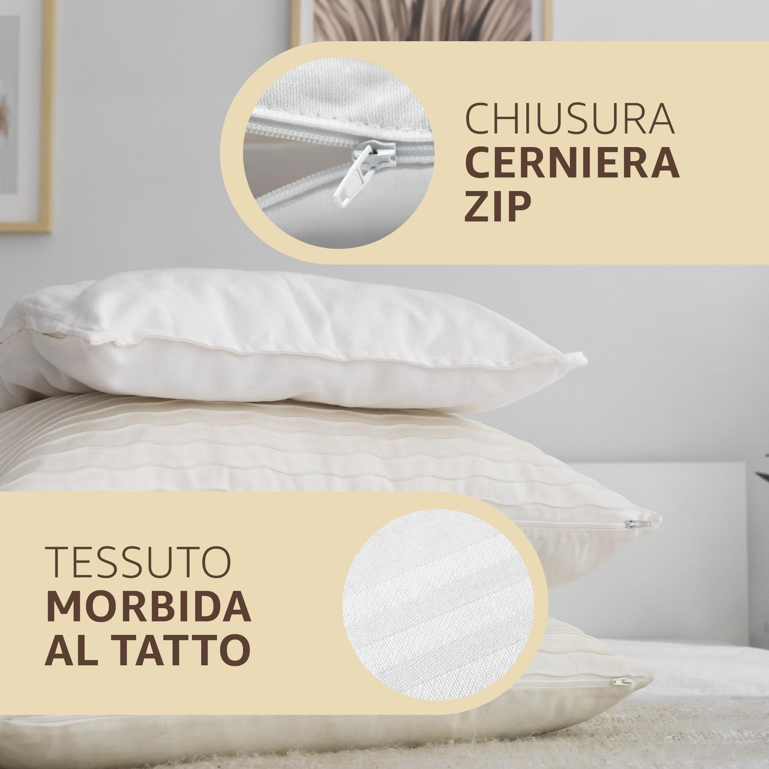 SONIT - Funda de cojín para cama - Fundas de cojín para dormitorio - Fundas de almohada cama con cremallera - 8 unidades - Tamaño 50 x 80 cm
