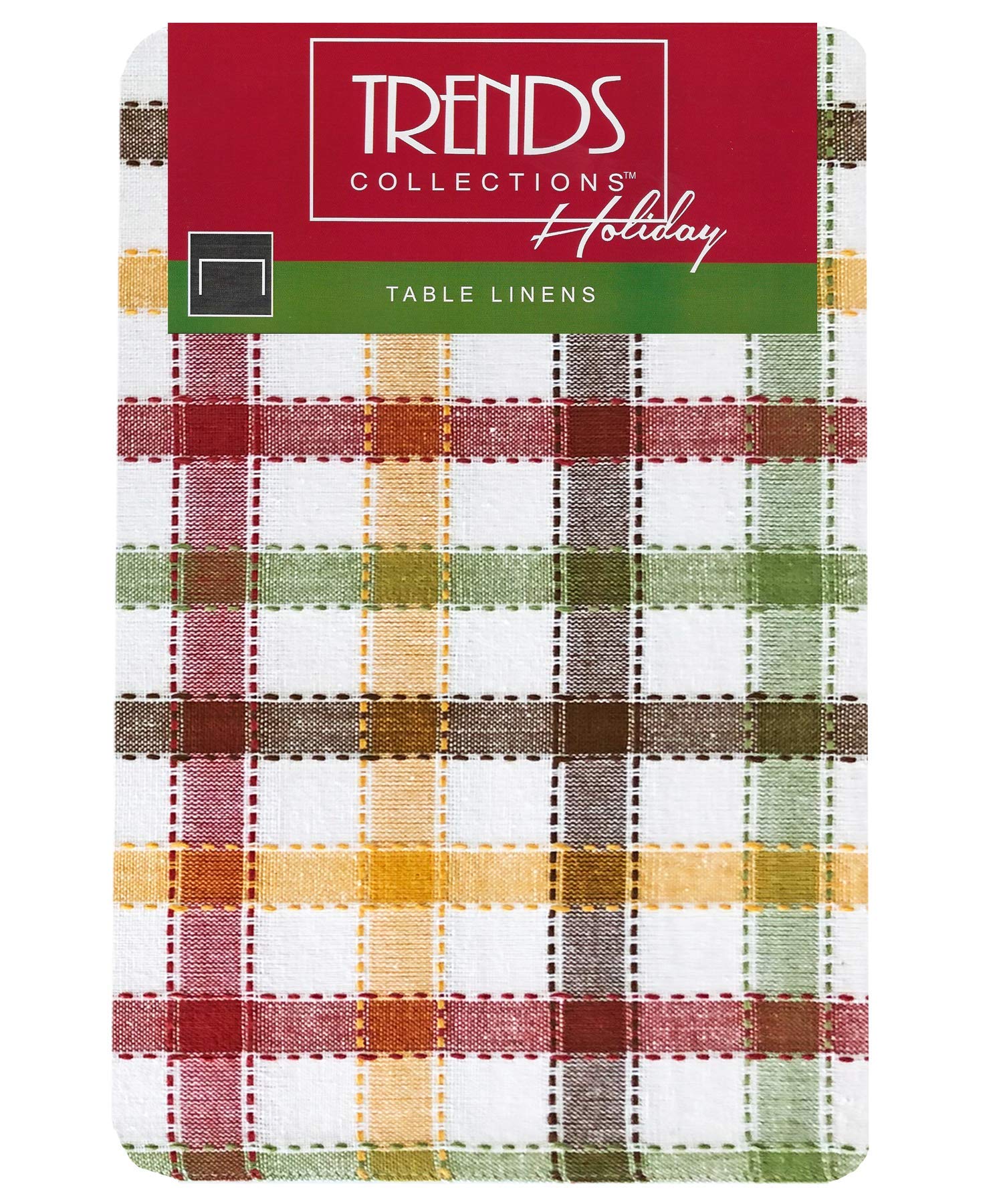 Condition photo showing New/Like New for Lintex Thanksgiving Farmhouse Multi-Colored Plaid 52 x 70 inch Oblong (Oval)  Fabric Tablecloth, 100% Cotton Fall Country Cottage Kitchen and Dining Room Easy Care Table Cover