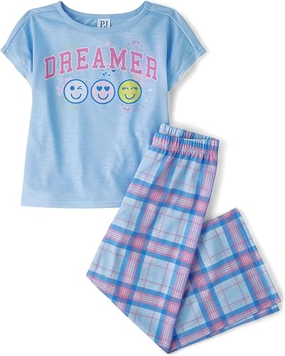 The Children's Place Conjunto de pijama de 2 piezas con camiseta de manga corta y pantalones para niña