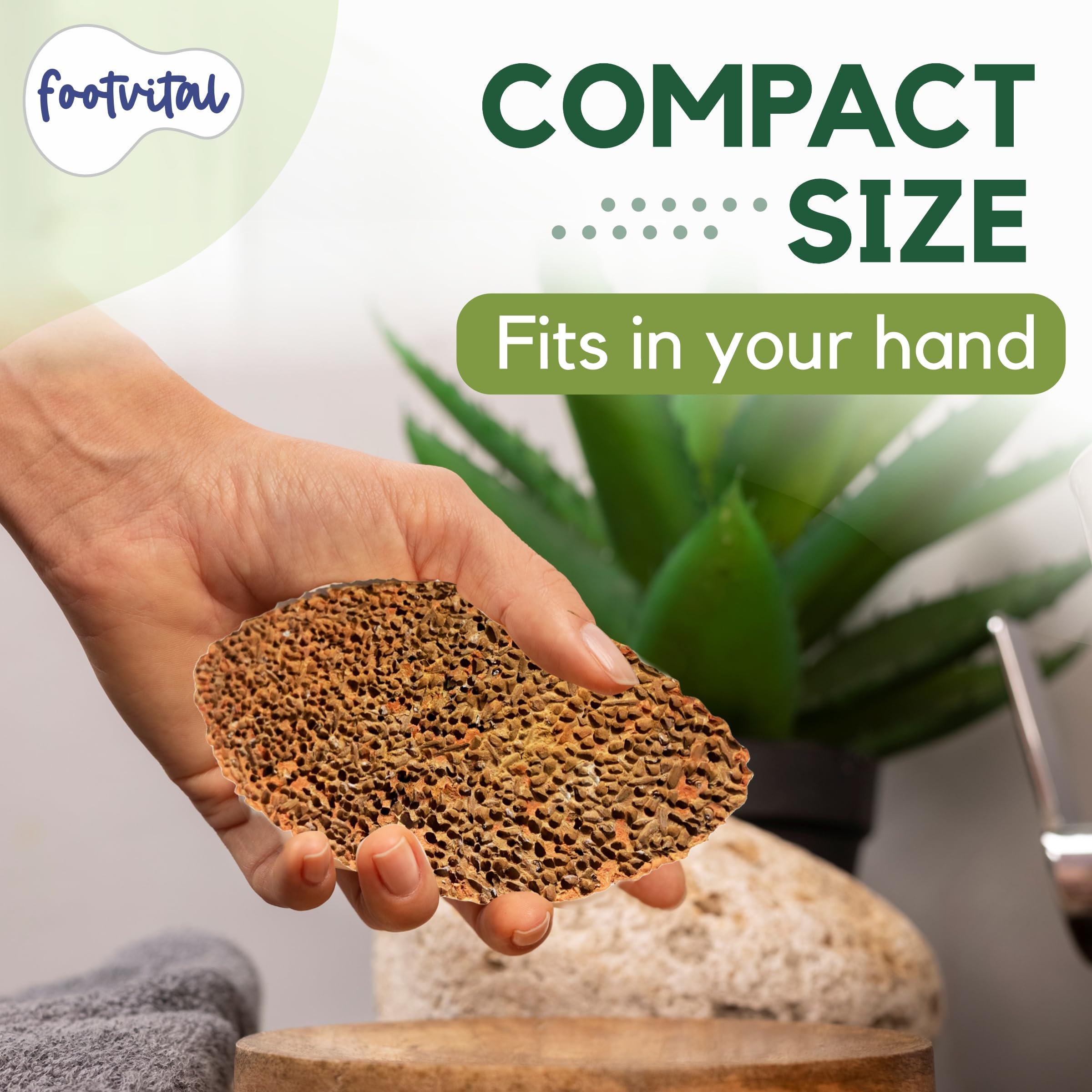 FOOTVITAL Foot Scrubber (1-Sided with Handle) | Pure Terra-Cotta Pumice Stone Pedicure Scraper | Natural Exfoliation | Artisan-Crafted for Smooth, Beautiful Feet - Image 3 thumbnail