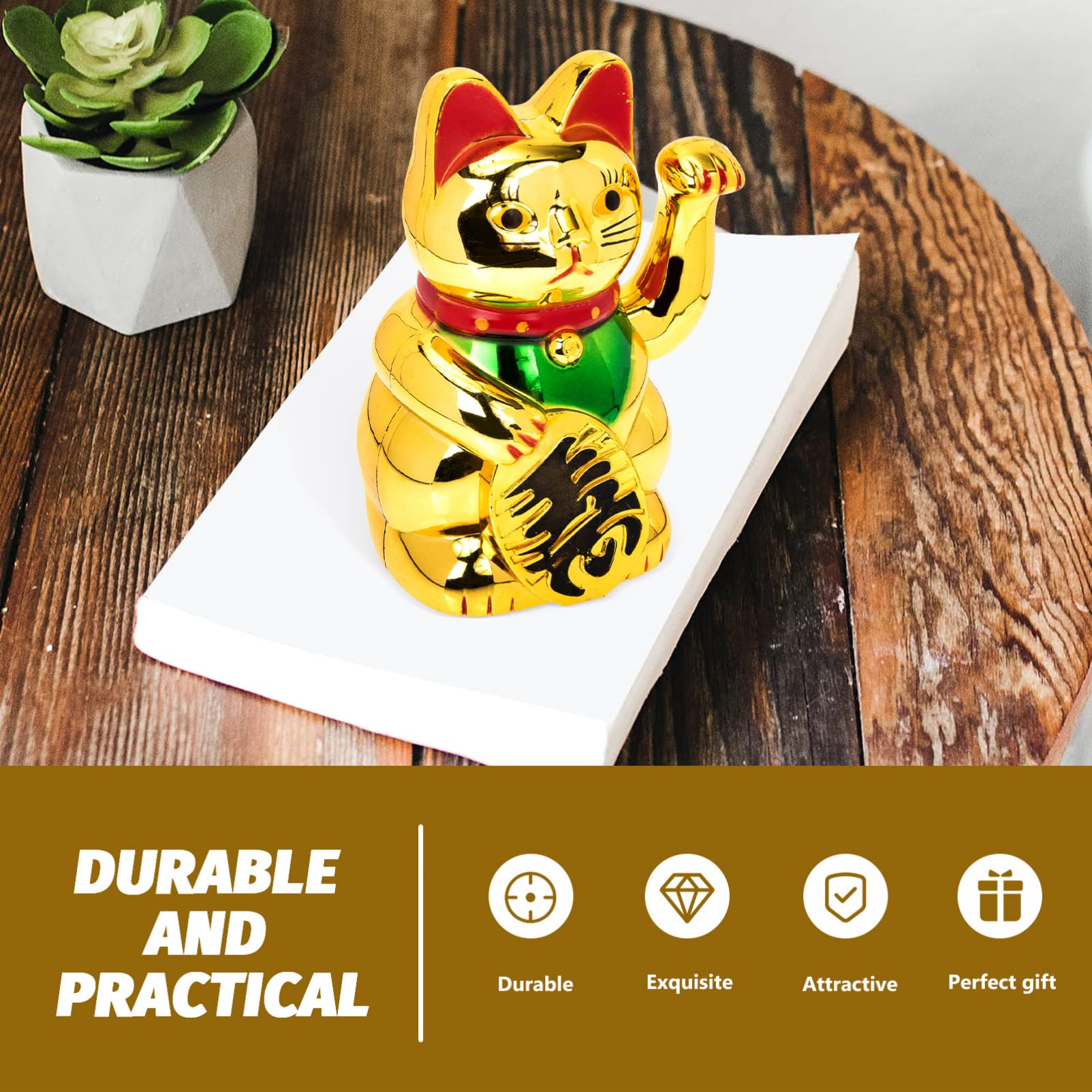 PRETYZOOM 5St Glückskatze Dekoration Maneki Thekendekor goldene Verzierungen Mini- für den einzug buisiness Winkende Handpfote nach Oben Katze Haushalts-Desktop- Plastik