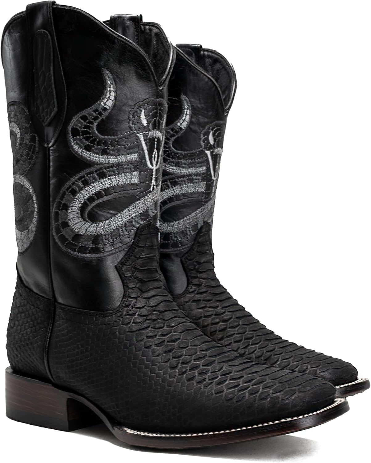 Joe Boots Python Leather Print Men's Western Boot: Square Toe Cowboy, Rodeo Boots