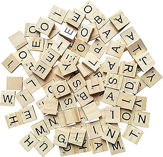 100Pcs Wooden Scrabble Letters for Crafts, A-Z Capital Wooden Tiles Letters Children's Educational Toy Scrabble Letters for Crafts & Educational