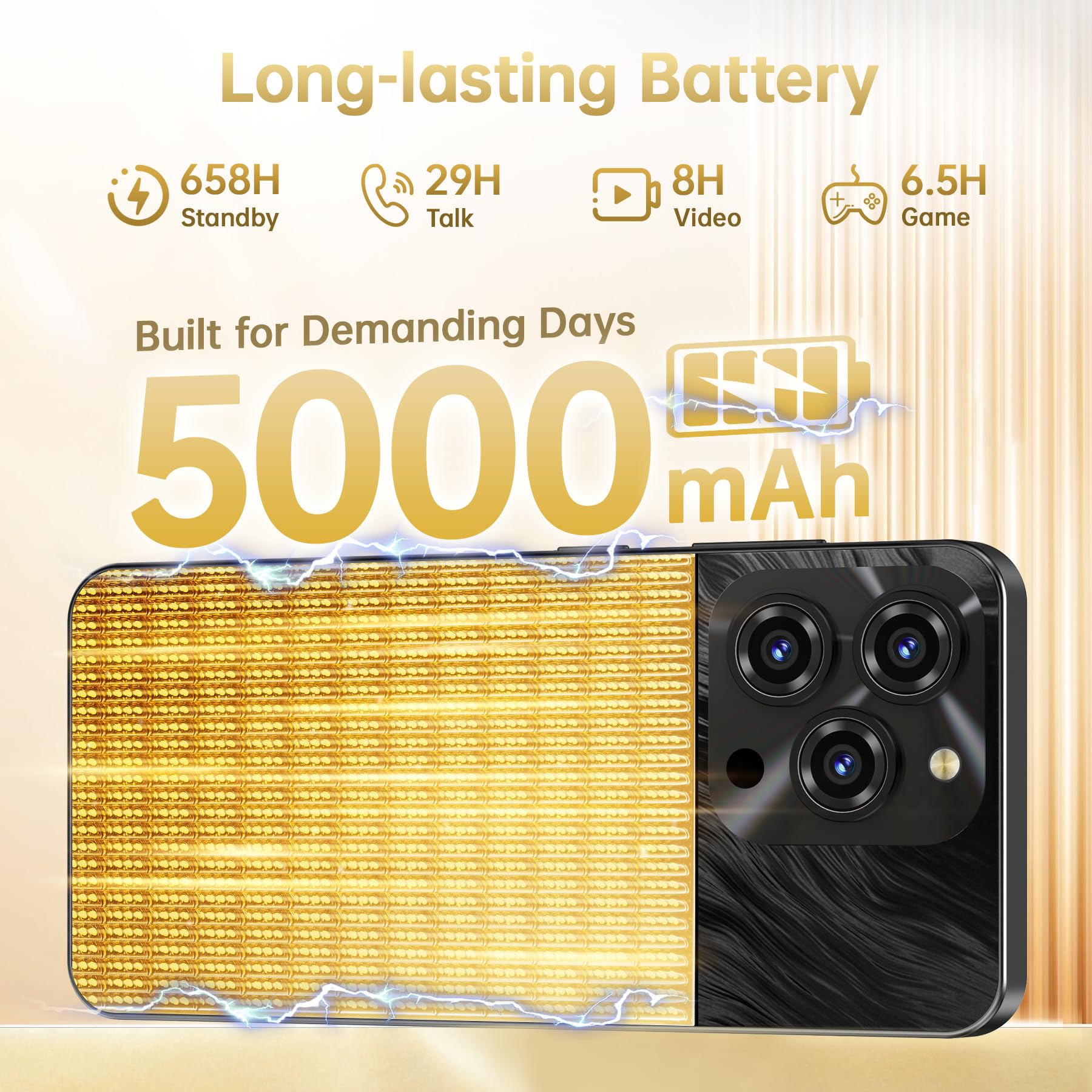 OUKITEL C3 Smartphone, 16GB+128GB/1TB Telefono Cellulare, 6.52" HD+ Smartphone Android, 5000mAh Telefoni Offerta, 13MP+5MP Camera Telefoni Cellulari, Dual 4G SIM Cellulari/Face ID/OTG/GPS/3.5mm Jack