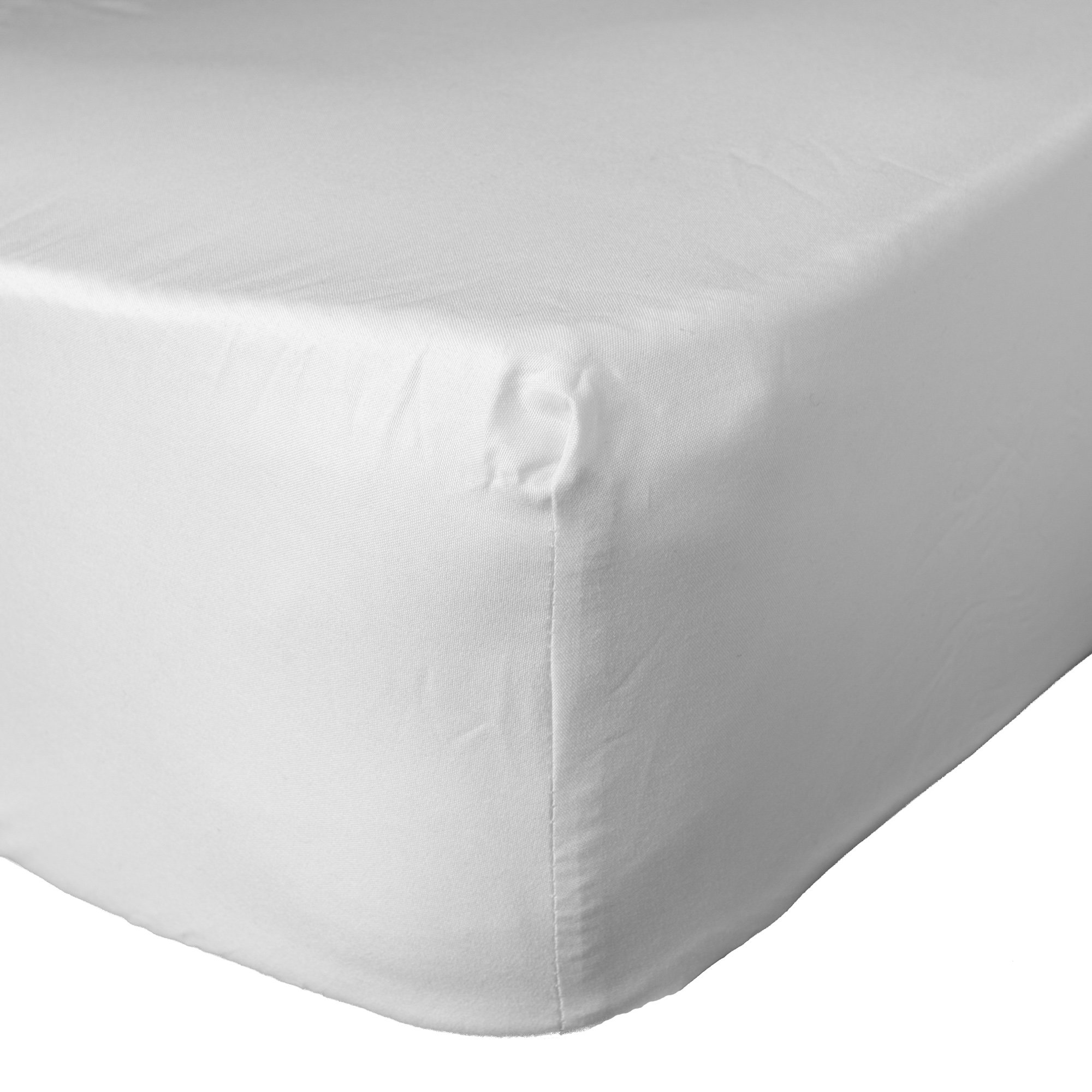 BrentfordsPlain Dye Bed Fitted Sheet Soft Microfibre, White, Single