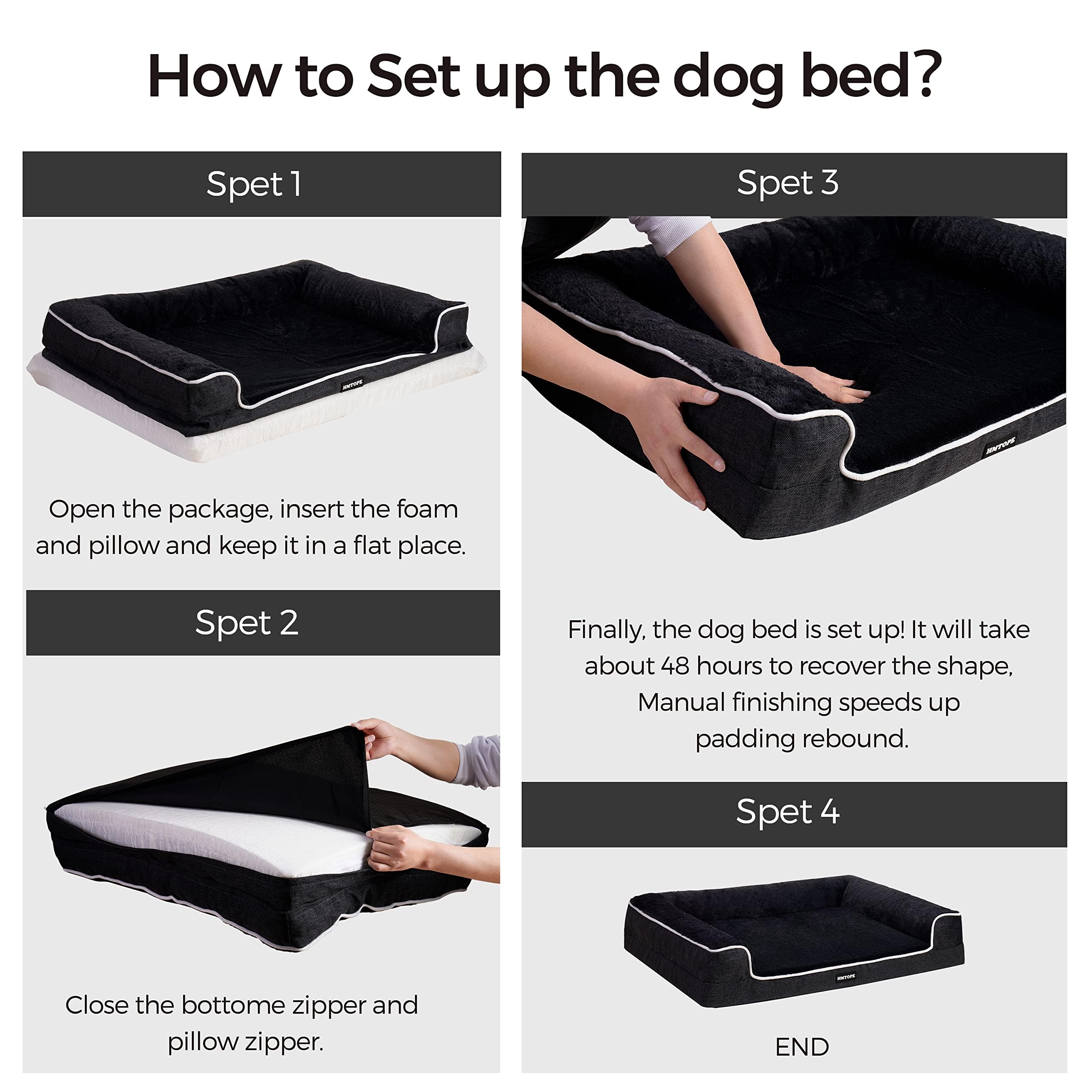 HMTOPE Orthopädisches Hundebett, Hundesofa, hohen Rand, Hundekissen, Hundekorb, Abnehmbar und waschbar, Grosse Hunde & MittelgroßeHunde-120x85x22cm, Grau