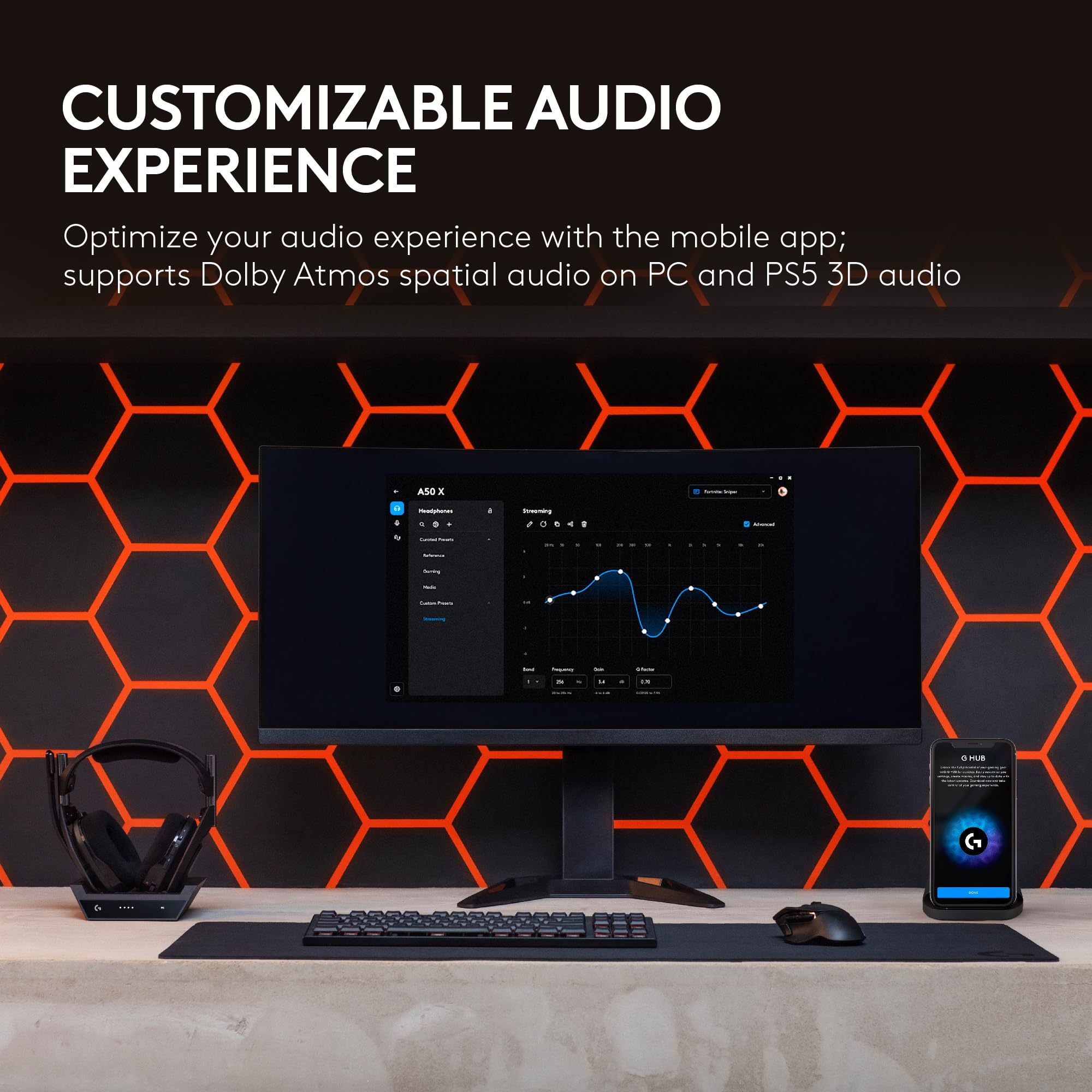 Logitech G Astro A50 X Omni-Platform Wireless Gaming Headset + Base Station for PS5, Xbox, PC: PLAYSYNC Video & Audio Switcher, HDMI 2.1 4K 120Hz VRR, <24 bit/48 kHz, 24hr Battery, 2.4GHz & BT - Black