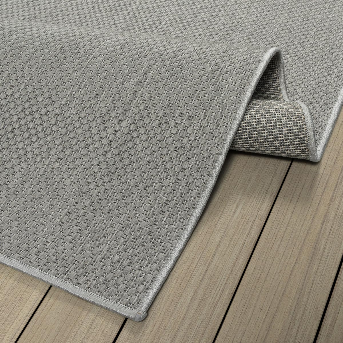Mia´s Teppiche Malaga Outdoor Teppich Wetterfest – Balkonteppich & Terrassenteppich, Indoor Outdoor Flachgewebe, Waschbar, UV-beständig & Pflegeleicht, Grau, 240 x 340 cm