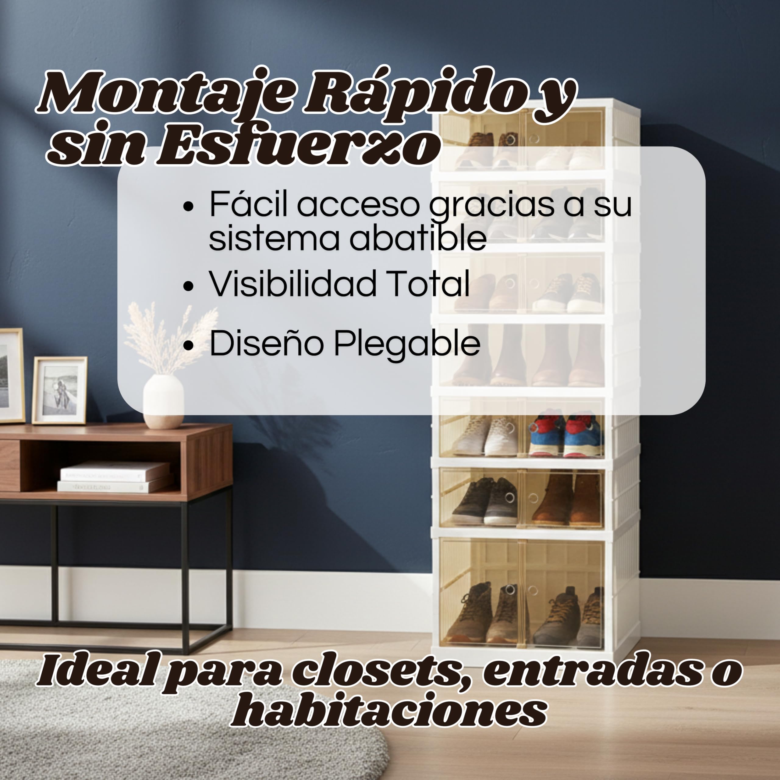 Zapatero Plegable Extensible con Puerta | 6 Niveles para 12 Pares de Zapatos | Plástico Duro Premium con Puerta Transparente y Magnética | Organizador de Armario, Baño, Cocina | 118 cm-44 cm-34.5cm
