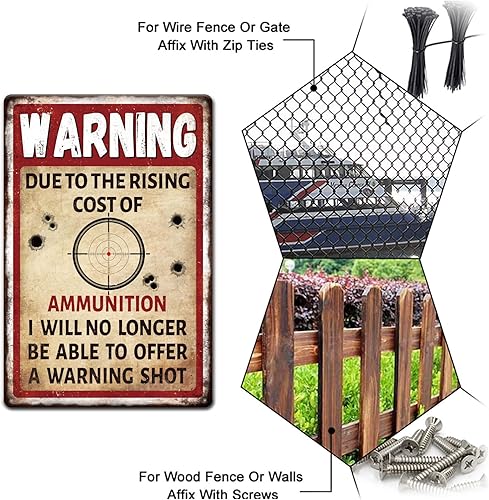 Miniatura 4 de GLOBLELAND Letrero de metal divertido de 12 x 8 pulgadas con objetivo de advertencia vintage, letrero de metal para pared, placa de metal retro para