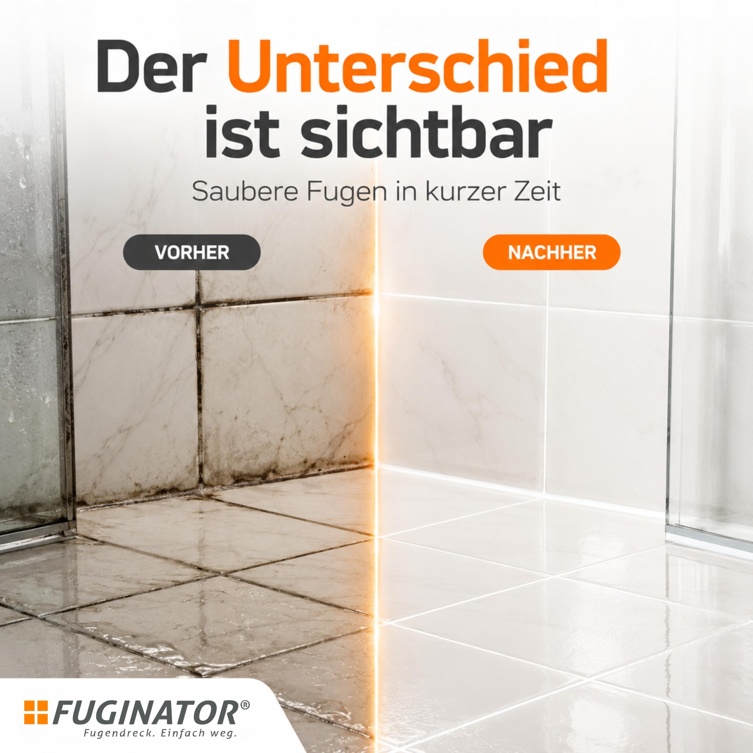 FUGINATOR® Szczotka do fug, szczotka do czyszczenia fug w łazience, toalecie, kuchni itp. - Czyszczenie płytek ściennych i podłogowych - praktyczna szczotka do fug i