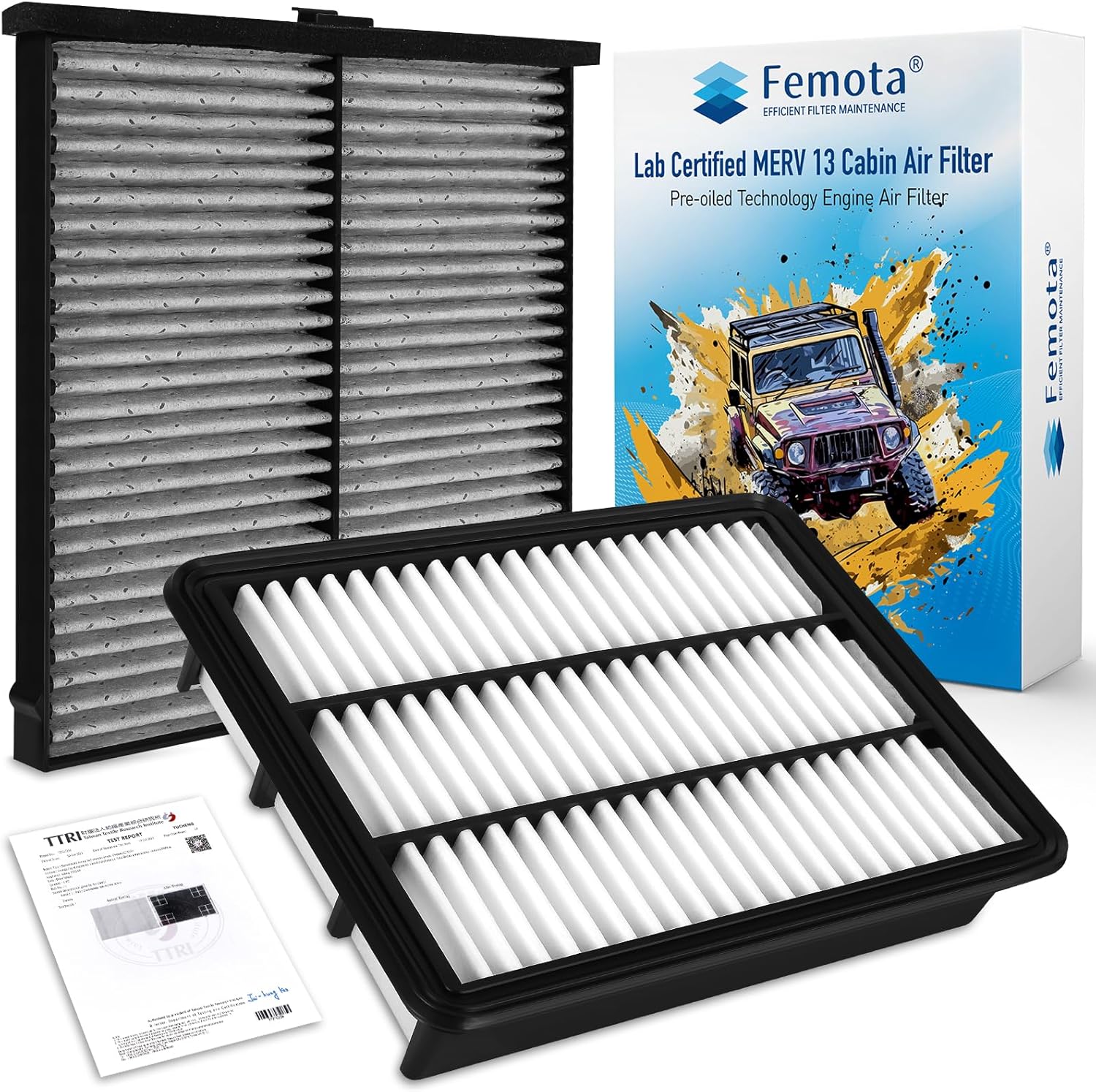 Cabin & Engine Air Filter Kit, CF11811 & CA12167, Lab Certified MERV 13, Pre-oiled, 2pcs, Specific for Mazda 6 (2018-2021) 2.5L Turbocharged; Mazda CX-5 (2019-2025) 2.5L Turbocharged