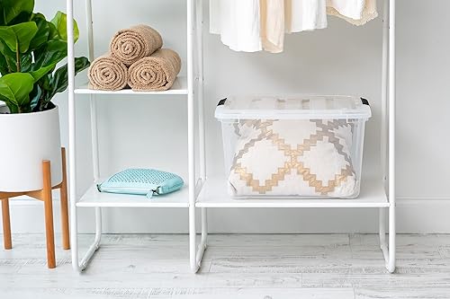 Miniatura 5 de IRIS USA - Bolsa de almacenamiento de plástico de 40 cuartos de galón, paquete de 4, transparente, organizador de contenedores con tapa duradera y