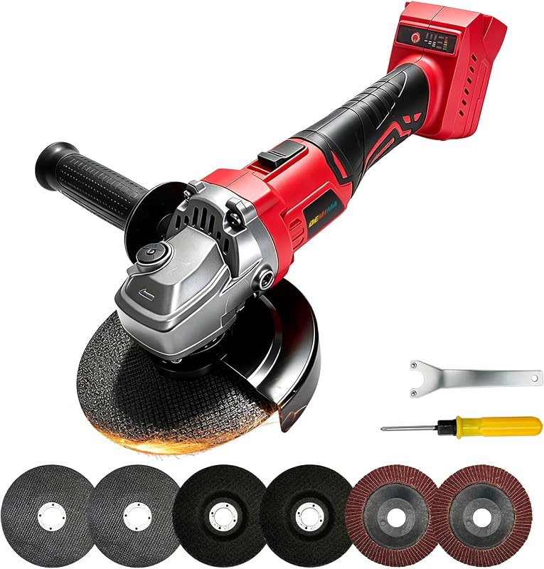 DEMIMA Cordless Angle Grinder Compatible with Milwaukee 18V Battery, Brushless 4-1/2 Inch Grinder Tool, 3-Speed Adjustable up to 8500 RPM for Cutting, Grinding and Polishing (Battery Not Included)