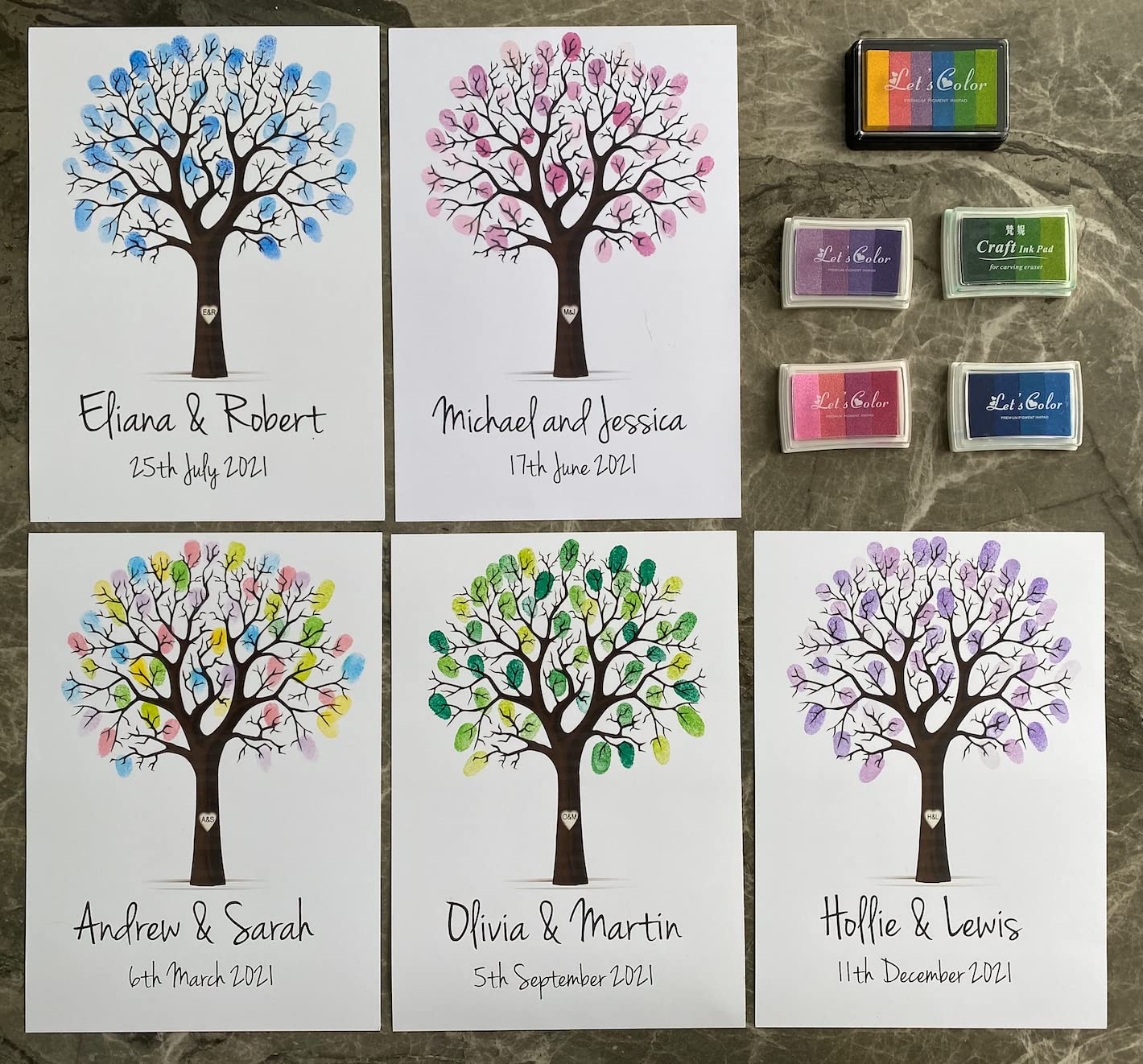 My Pretty Little Gifts Personalised Wedding Fingerprint Finger Print Tree Guest Book Bride Groom Decoration