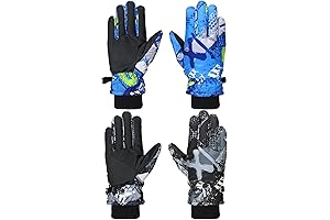 2 Pairs Winter Kids Snow Gloves Waterproof Windproof Warm Youth Ski Gloves Toddler Snowboard Gloves