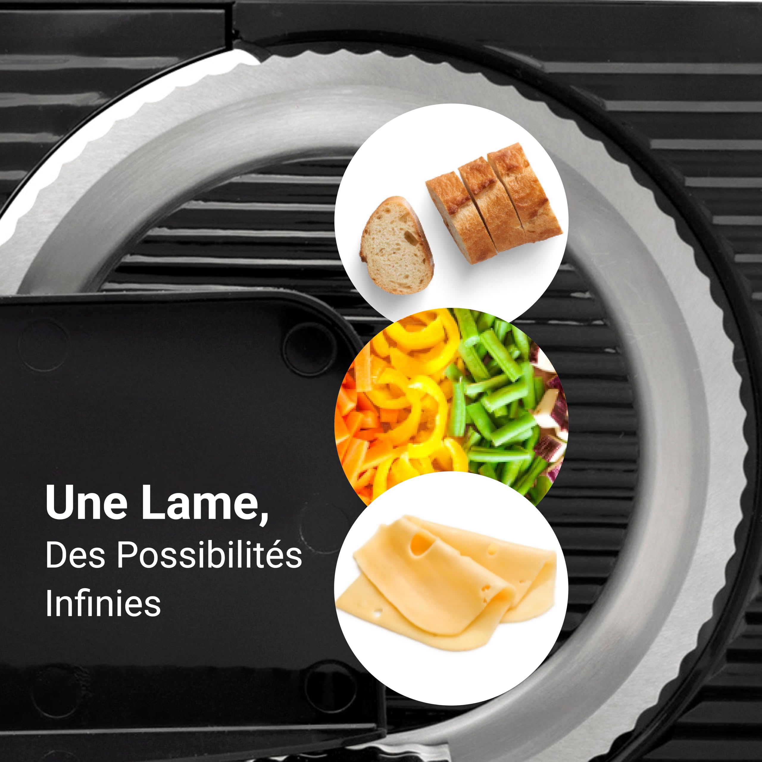 EUREL RS42 Trancheuse Électrique Noire Lame Inox Ø170 mm Épaisseur Réglable 0-17 mm Moteur CC EcoDrive 80 W
