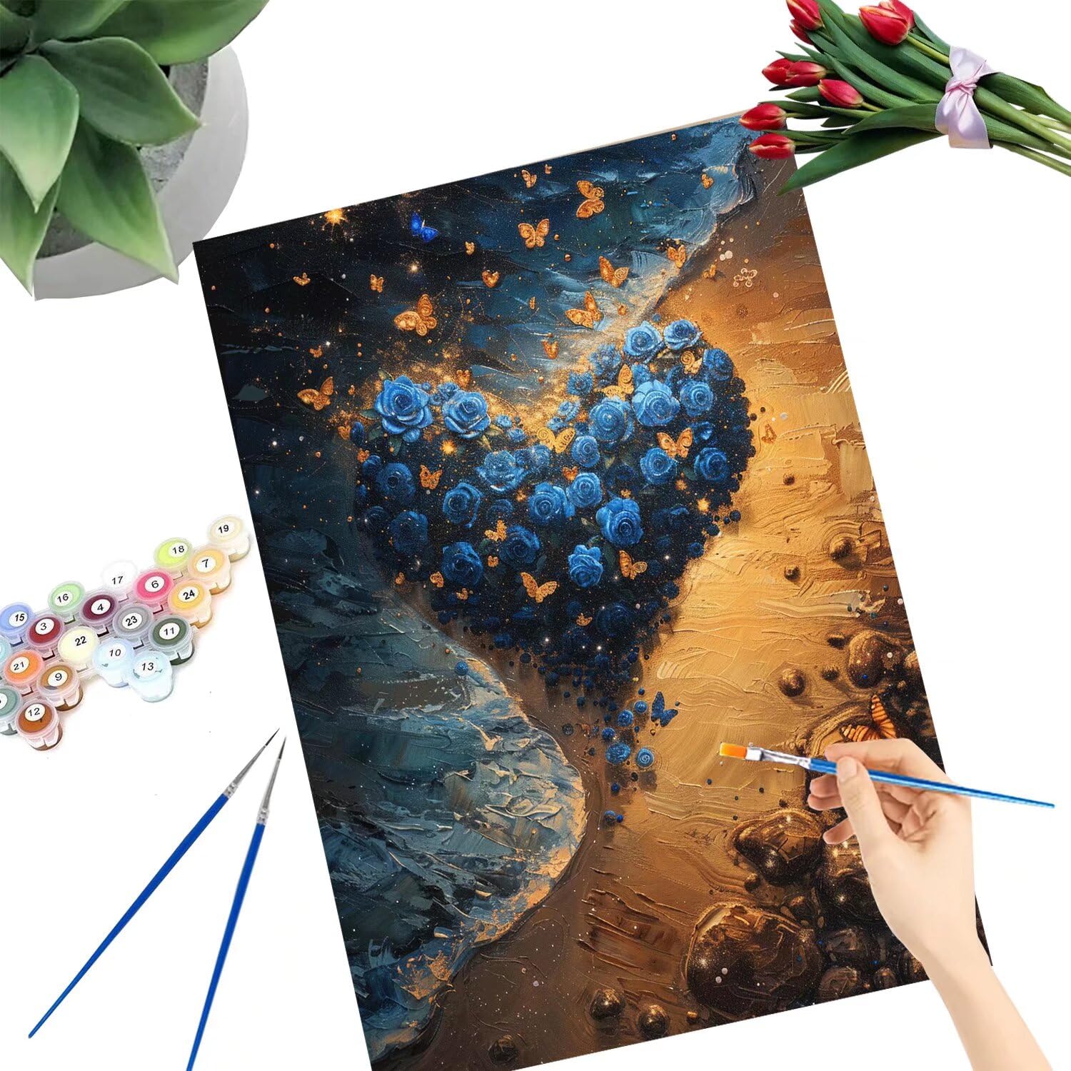 Pintar por Numeros Adultos pintar por numeros niños manualidades niños 10 años, DIY Pintar por Números de Pincel y Pintura acrílica Decoraciones para el Hogar Manualidades, sin Marco 60x80cm C-196