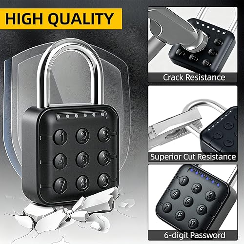 Miniatura 5 de Candado de combinación cerradura de combinación con código de 6 dígitos, candado digital con entrada sin llave, cerradura de aleación de zinc