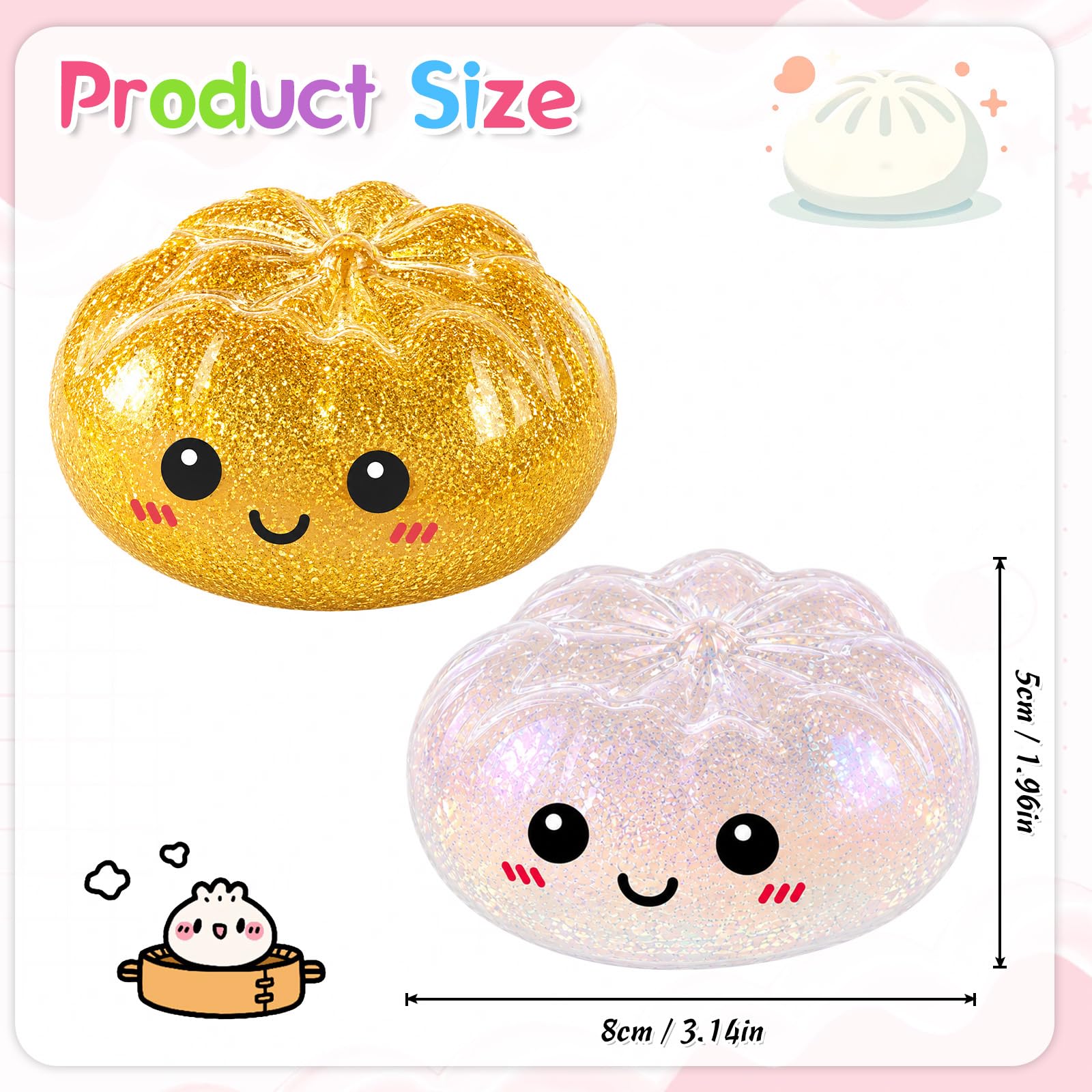 Dumplings Squishy,Dumplings Squishy Sorpresa,Juguete para apretar sensorial con Bollo Gigante al Vapor,para relajar Las aulas Familiares de la Oficina de Estudiantes Adultos para niños,niñas y niños