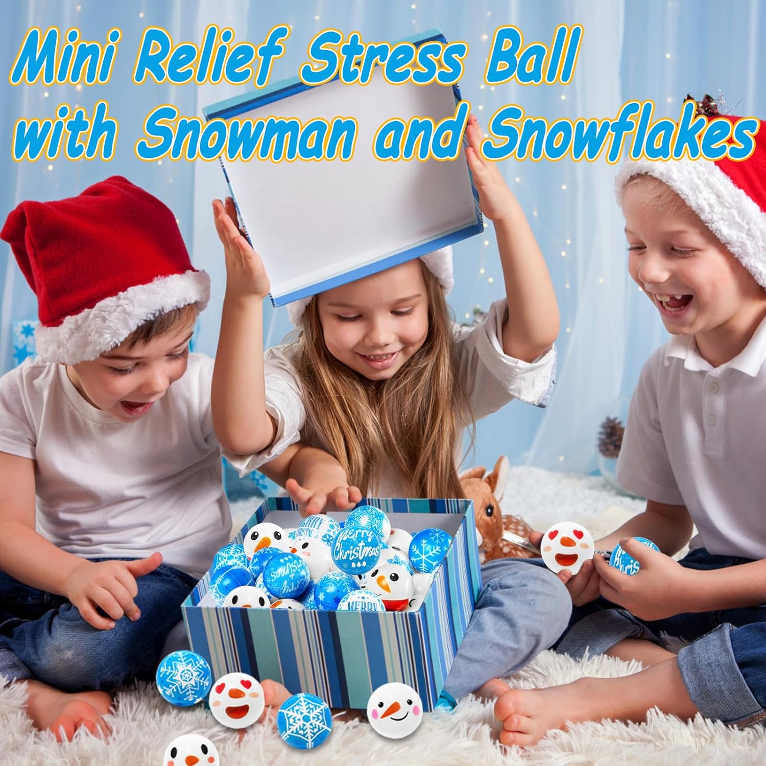 40 Pcs Christmas Stress Balls,1.6 Inch Mini Relief Stress Ball with Snowman and Snowflakes,Funny Foam Christmas Squeeze Balls for Party Favors,Stocking Stuffers,Gifts,Goodie Bag Fillers(16 Styles)