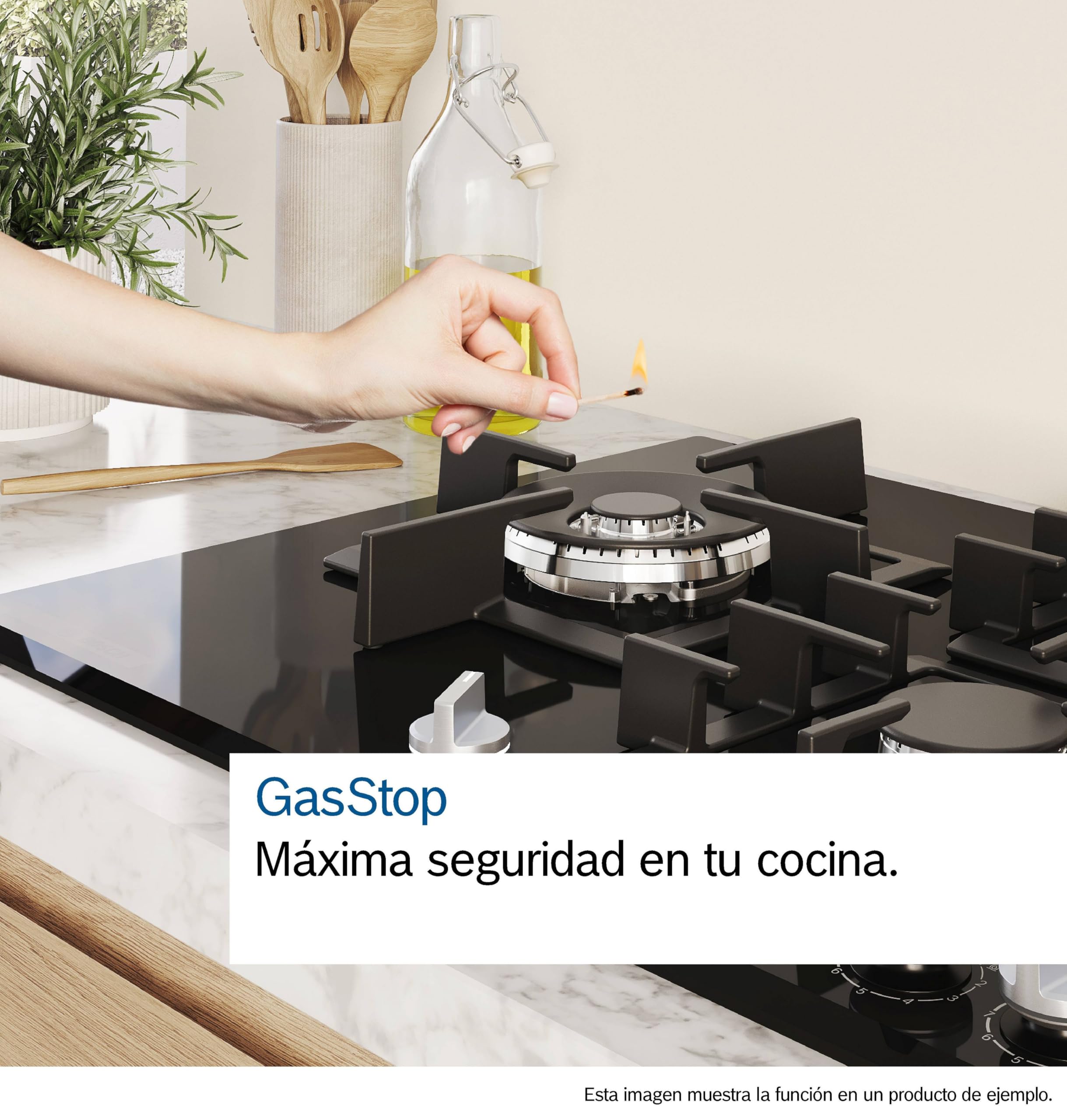 Bosch, Placa de Gas, Serie 6, 3 Zonas, Seguridad GasStop, negro, PPC6A6I10 | Cocina segura y con resultados deliciosos con el control preciso de la llama en 9 niveles.