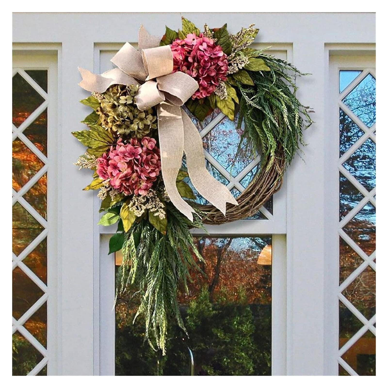 Wieńce Girlanda Rustic Faux Flower Girlanda Home Front Door Decor Wall Hanging Garland Party Day Decor Wieniec ze sztucznych kwiatów