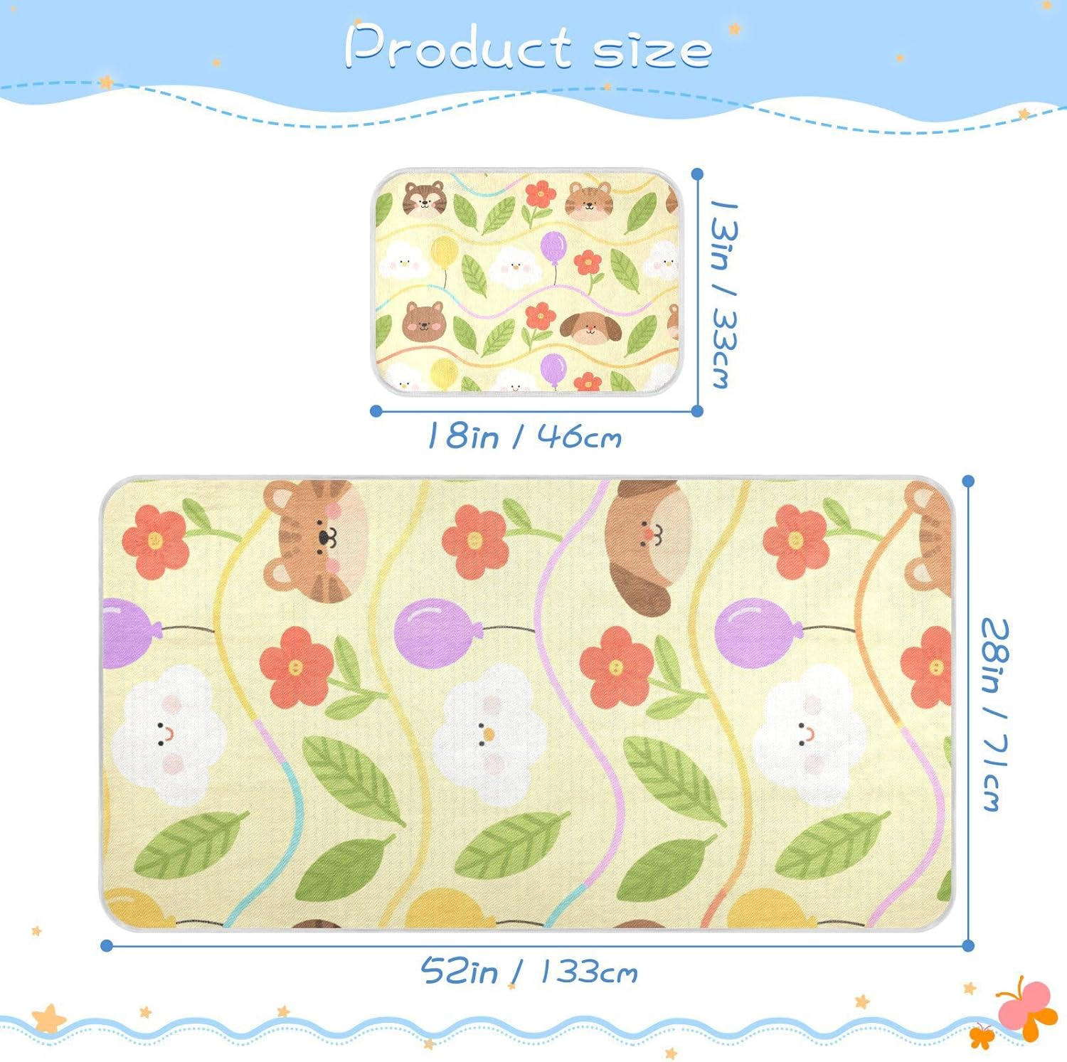 Cartoon Cute Brown Bear Cooling Baby Mattress Cover 28" x 52" Ultra Soft Mattress pad for Baby&Toddler