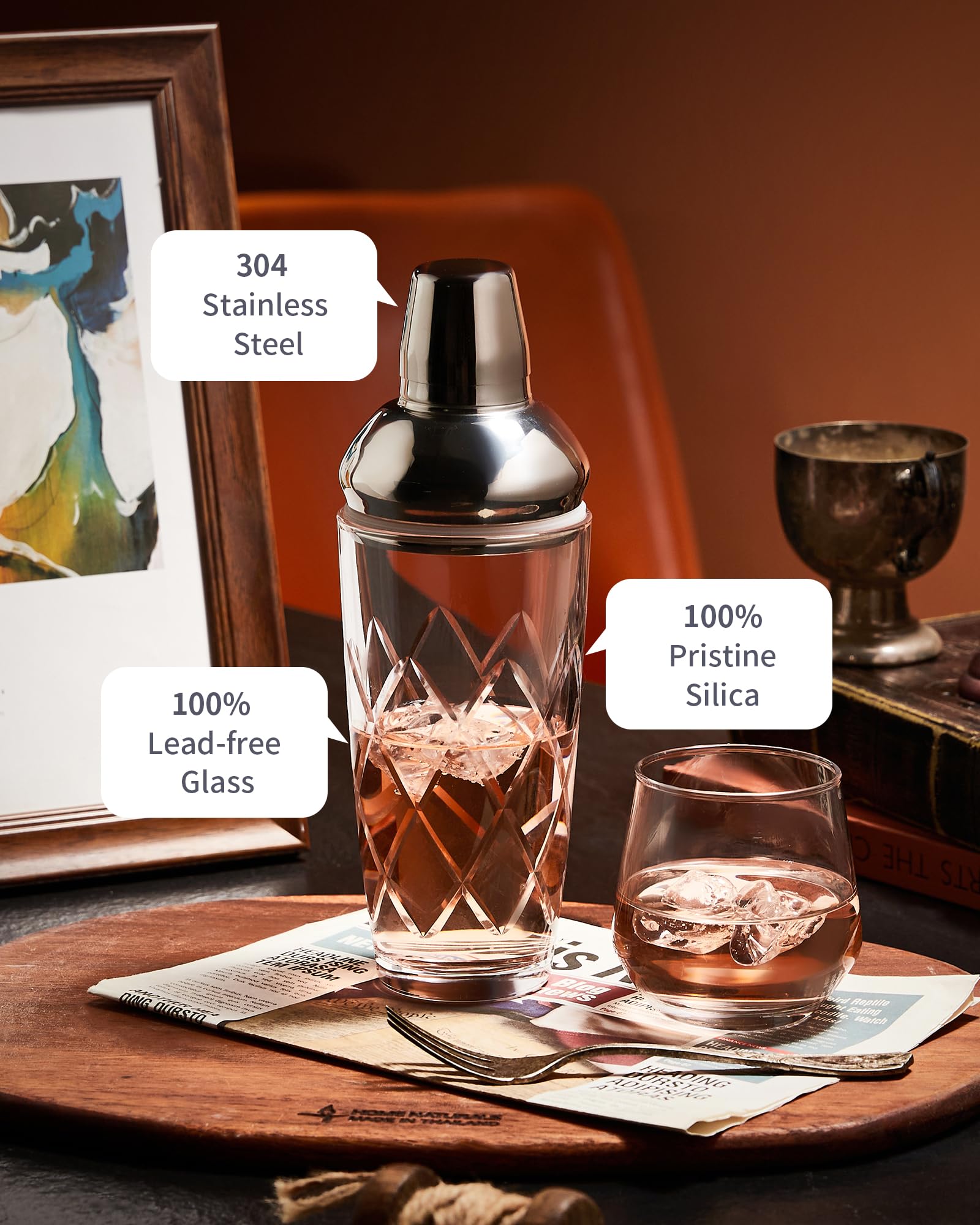 Fioance MAX Capacity Cocktail Shaker - Effortlessly Craft 22oz Cocktails in a Single Shake. Perfect for Entertaining at Parties, Celebrations, or Hosting Friends. Mix Once, Share with Many